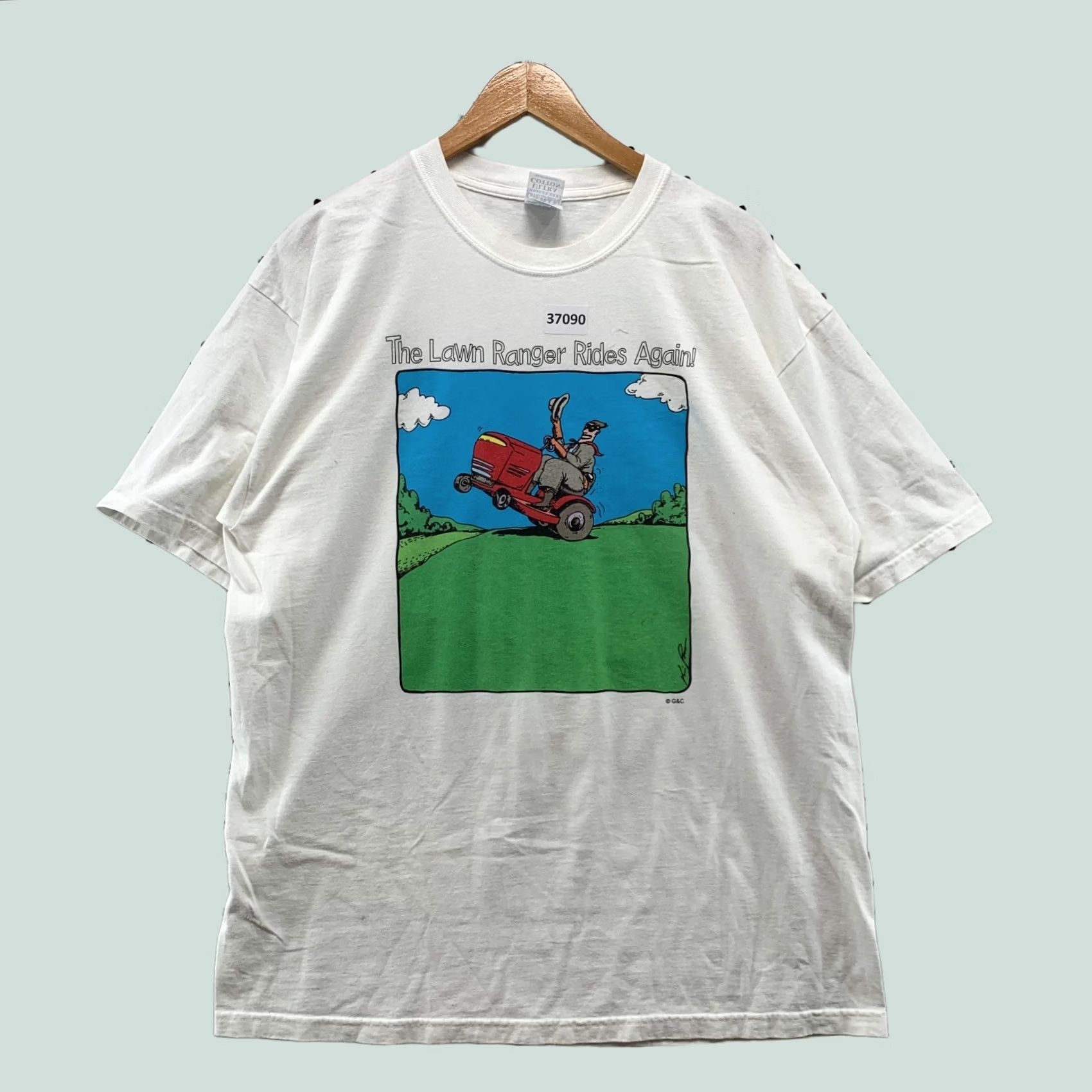 Gildan VINTAGE Lawnmower Funny Shirt Mens XL White John Deere Lawn Mower Size US XL / EU 56 / 4 - 1 Thumbnail