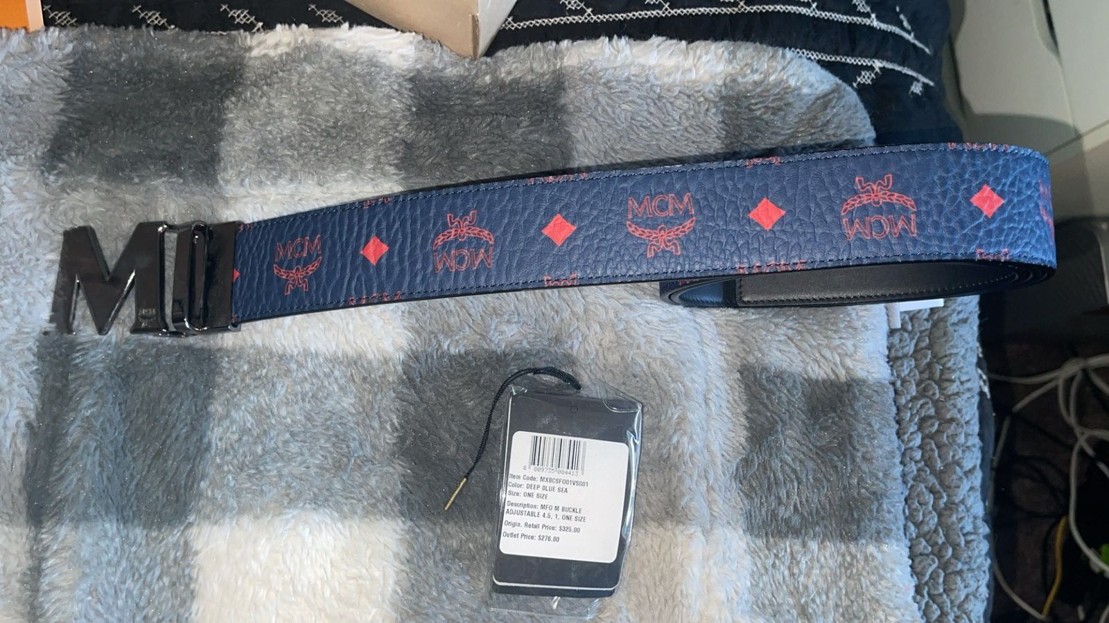 image of MCM Deep Blue And Red Belt, Men's
