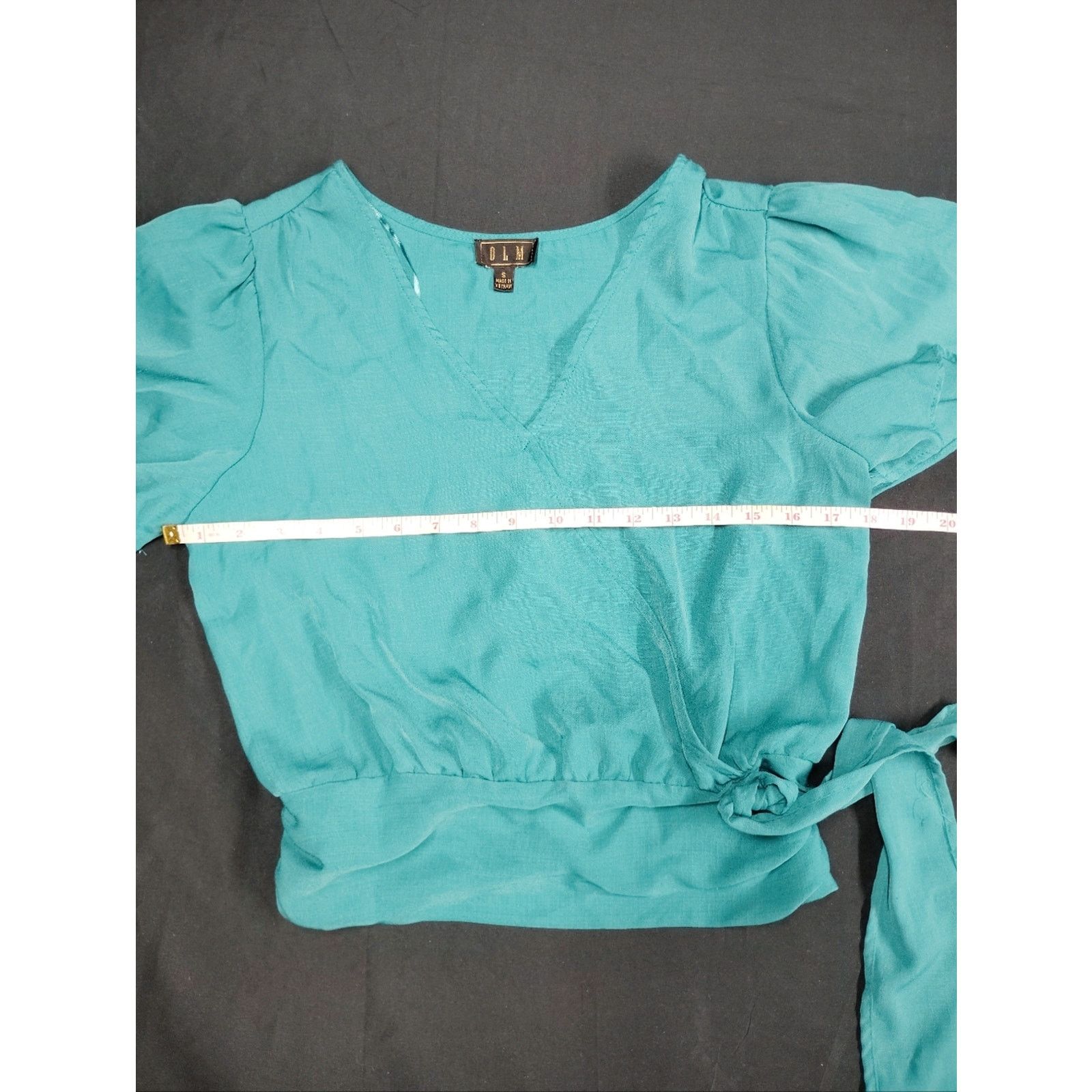 ODM Turquoise Wrap-Style Short Sleeve Crop Top Size S / US 4 / IT 40 - 4 Thumbnail