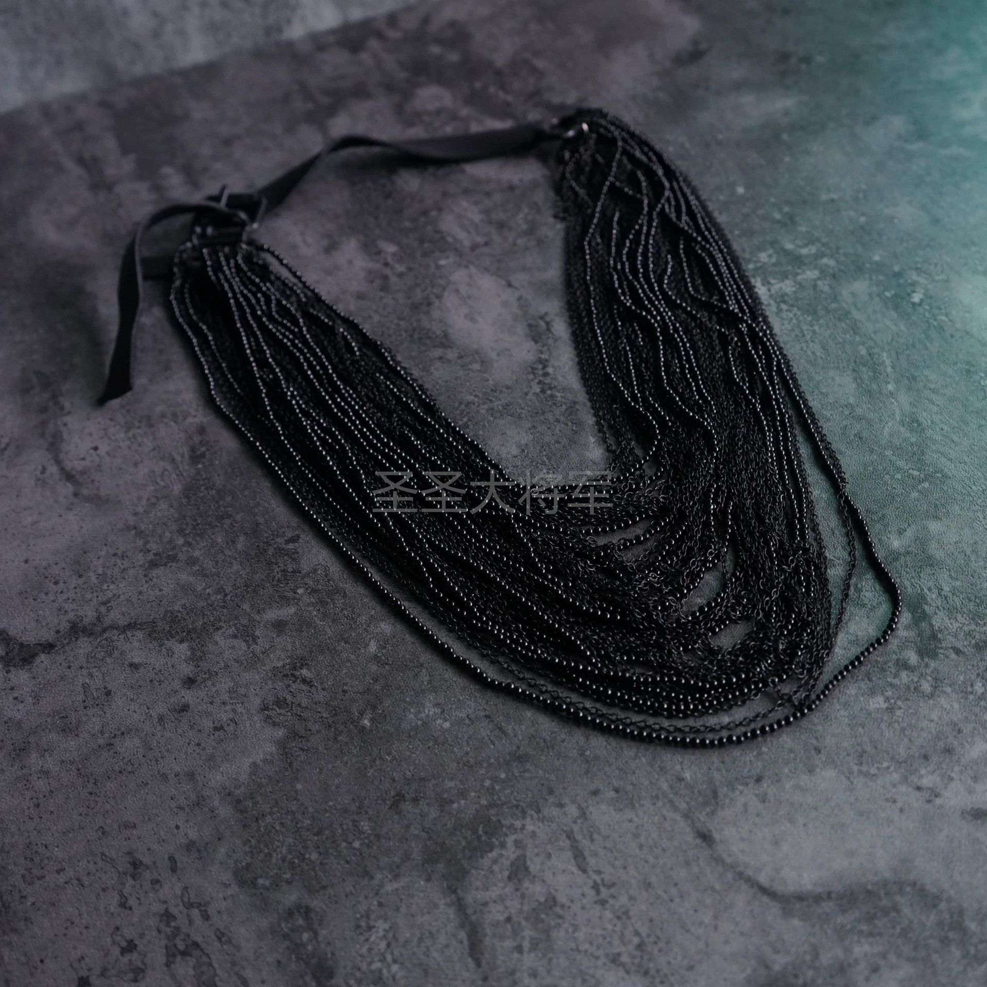 Goti Goti Dark Horsehide Overlay Silver Chain w/ Black Agate Size ONE SIZE - 3 Thumbnail