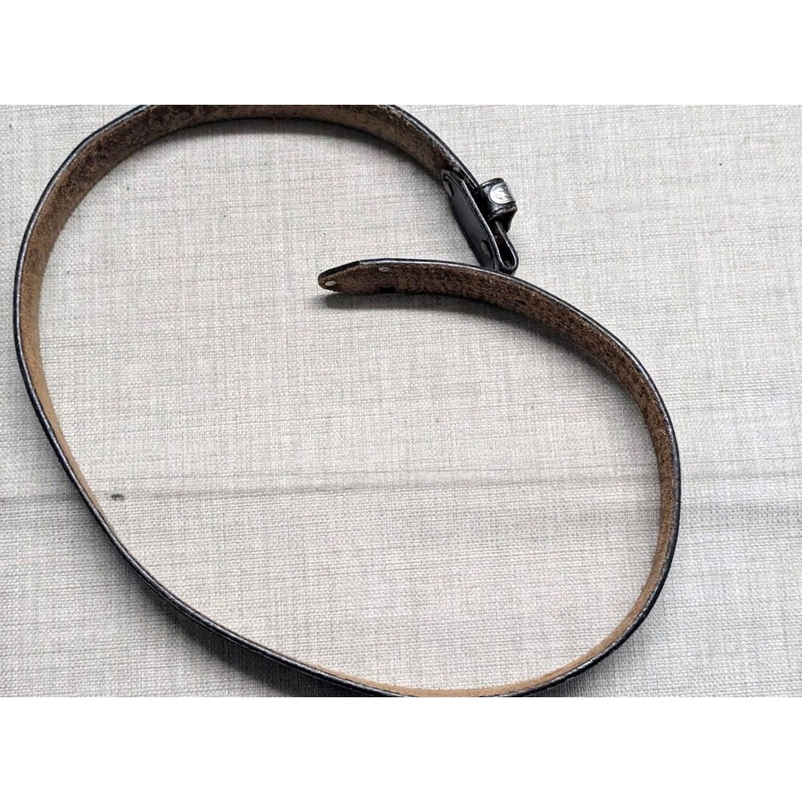 Vintage VINTAGE Leegin belt western belt Mens 34 brown leather buckle eagle tooled Full Grain Leather cowboy western america Harley Size 34 - 6 Thumbnail