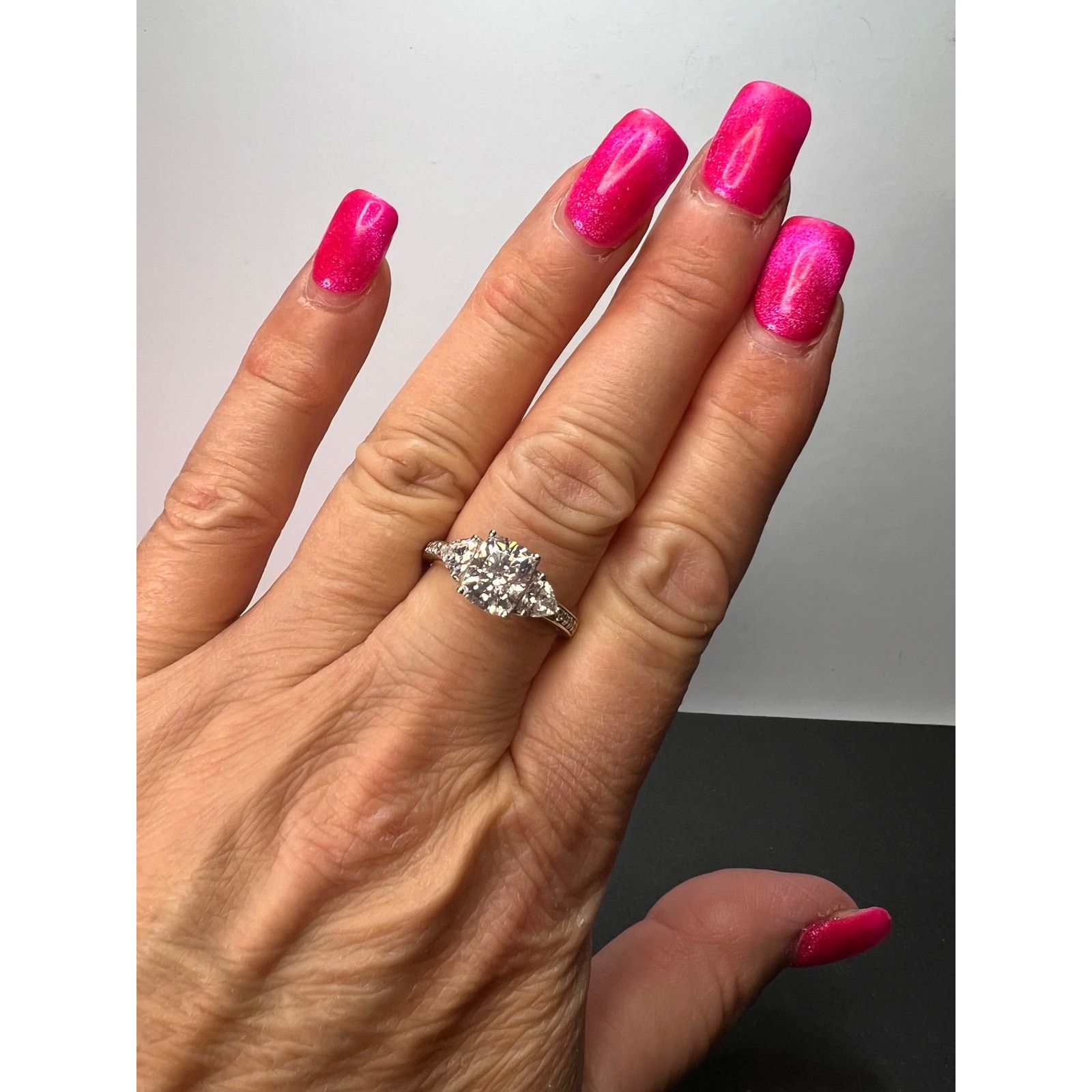 Other Cubic zirconia platinum over sterling silver ring size 9 Size ONE SIZE - 7 Thumbnail