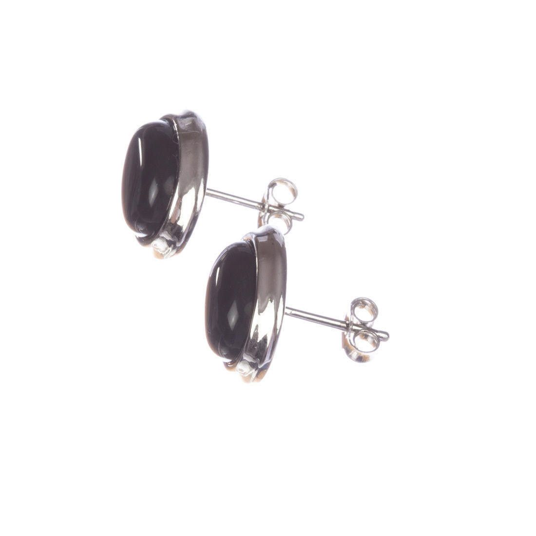 Sterling Silver Sterling Silver Black Onyx Cabochon Earrings Size ONE SIZE - 2 Thumbnail