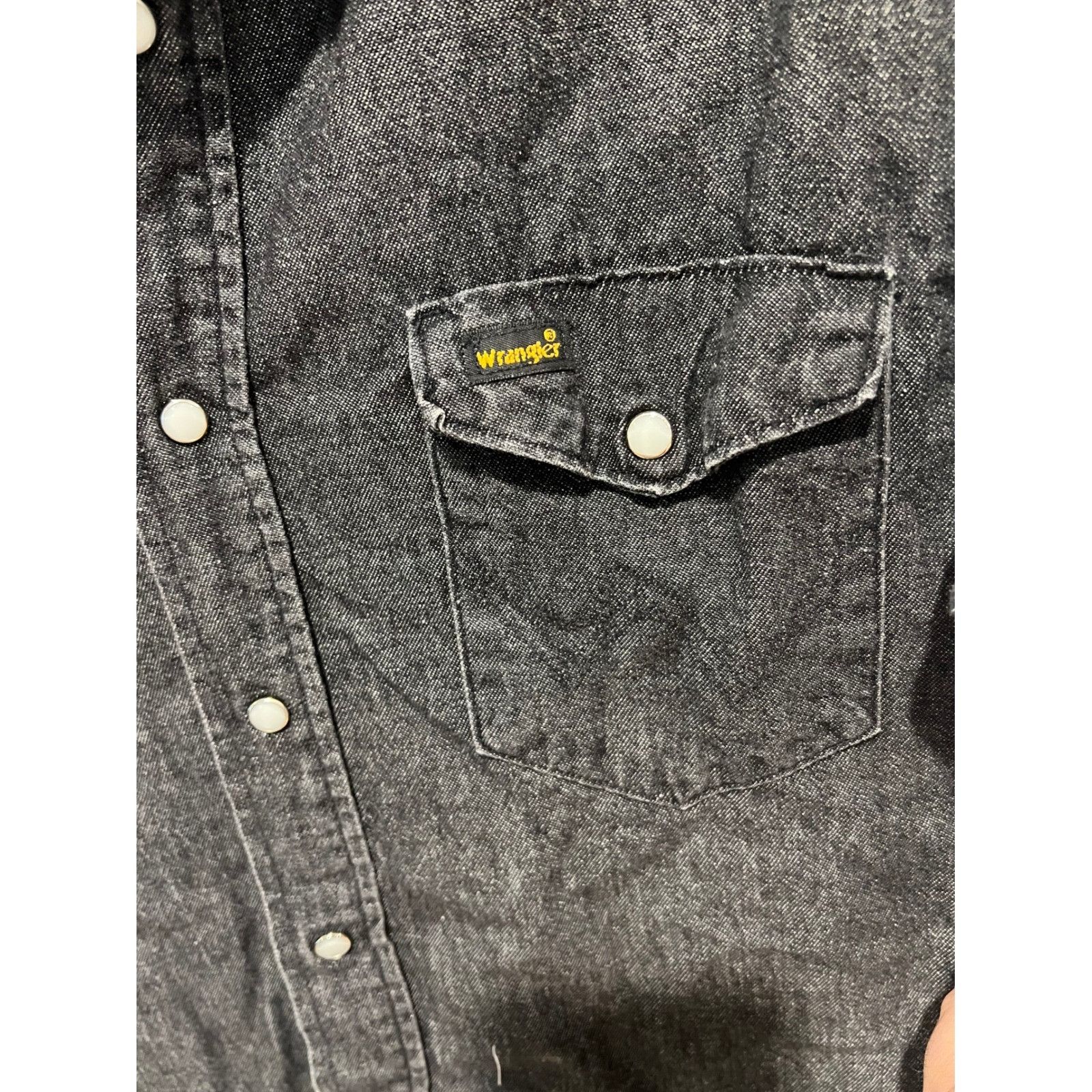Wrangler Vintage Wrangler Mens 16.5-35 Black Denim Western Shirt Long Size US L / EU 52-54 / 3 - 2 Thumbnail