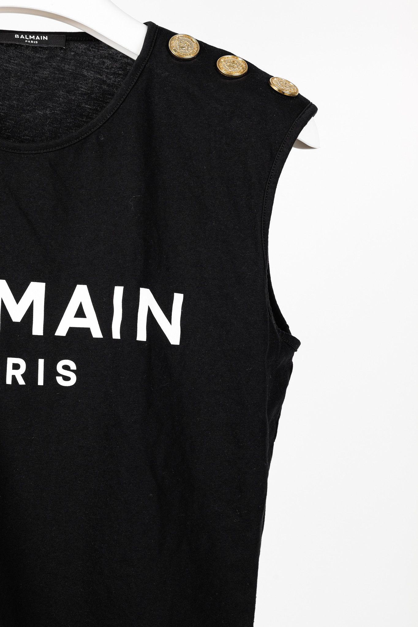 Balmain Balmain Black Cotton Logo-Print 3-Button Tank Size M / US 6-8 / IT 42-44 - 5 Thumbnail