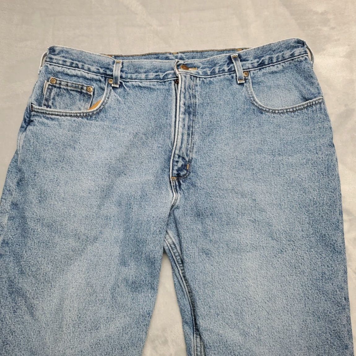 Carhartt VINTAGE Carhartt Jeans Men 40x30 Blue Denim Black Lined Outdoor Work B155 DST Pants Size US 40 / EU 56 - 2 Thumbnail