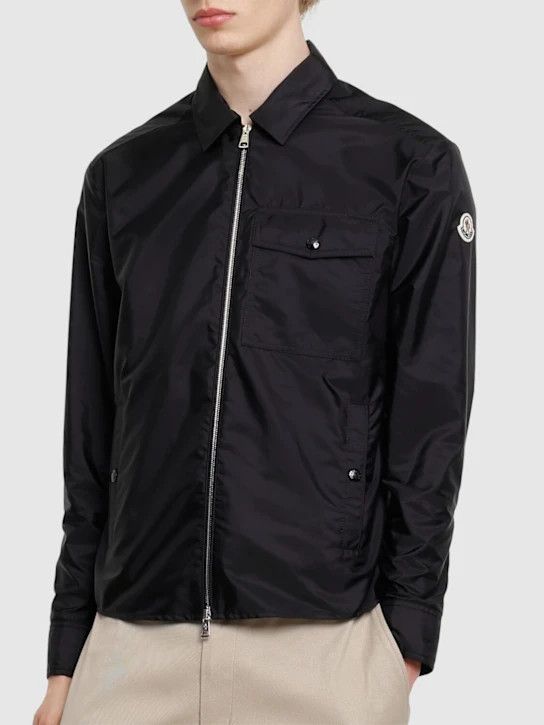 Moncler o1lsvrm0425 Logo Nylon Zip-Up Shirt Jacket in Black Size US XXL / EU 58 / 5 - 4 Thumbnail