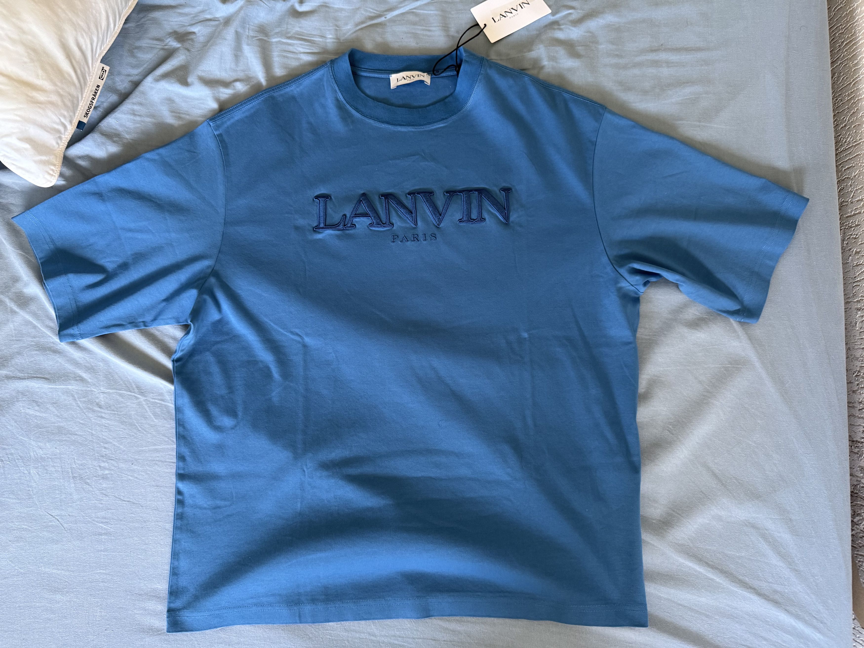 Lanvin Lanvin Blue Tee Shirt Embroidered Size US S / EU 44-46 / 1 - 1 Thumbnail