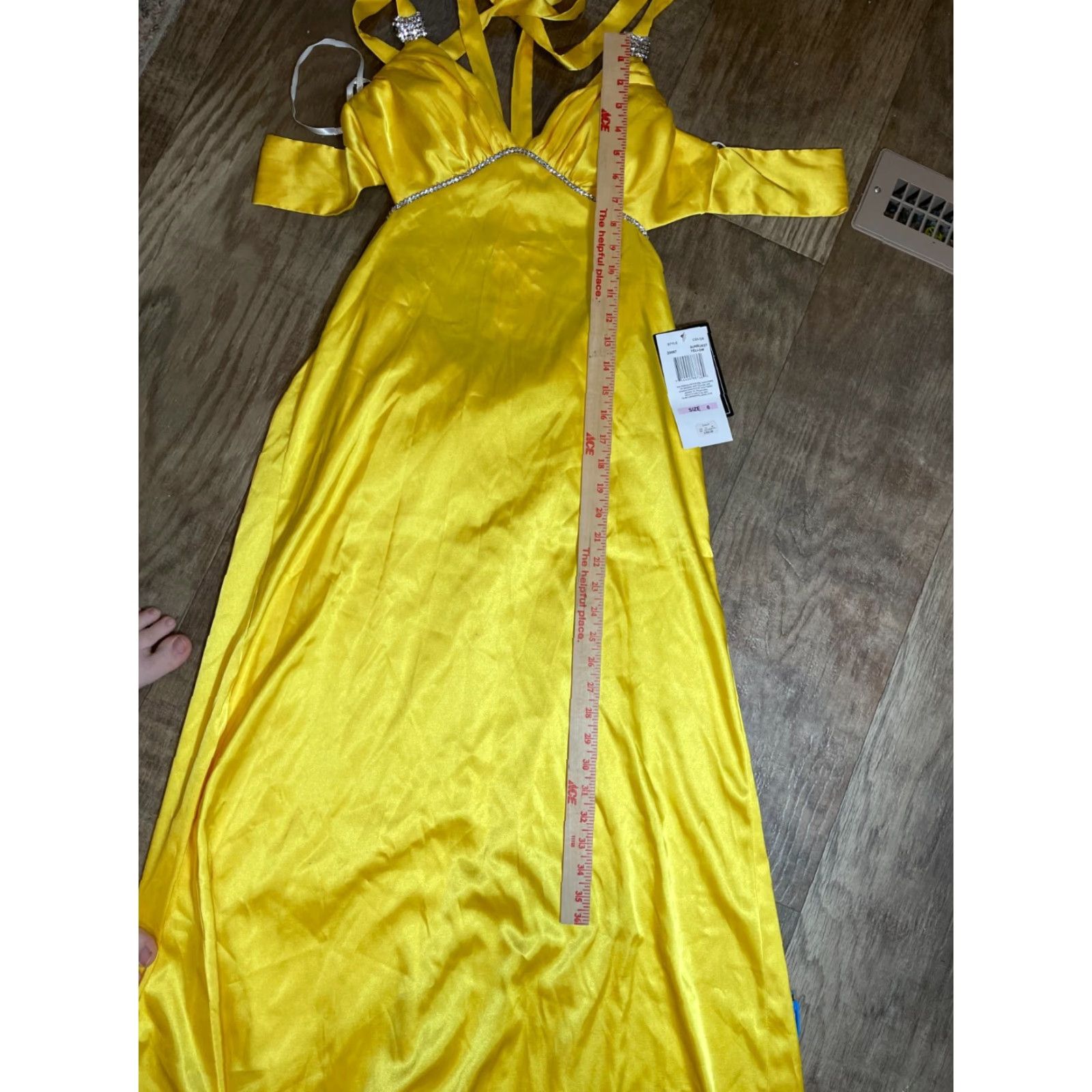 Vintage Nightway Dress Womens Size 6 Sunburst Yellow Beaded Long Ball Gown Nightway Dress Women's Ball Gown Beaded Yellow 6 Women's Nightway Size M / US 6-8 / IT 42-44 - 2 Thumbnail