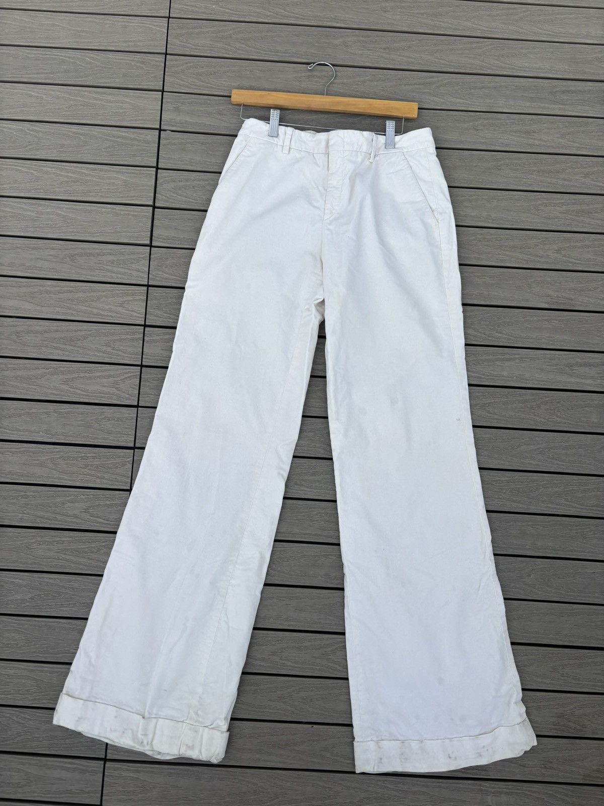 Gucci Vintage Gucci White Wide Leg Trousers Italy 44 Extra Long Size 30" / US 8 / IT 44 - 1 Thumbnail