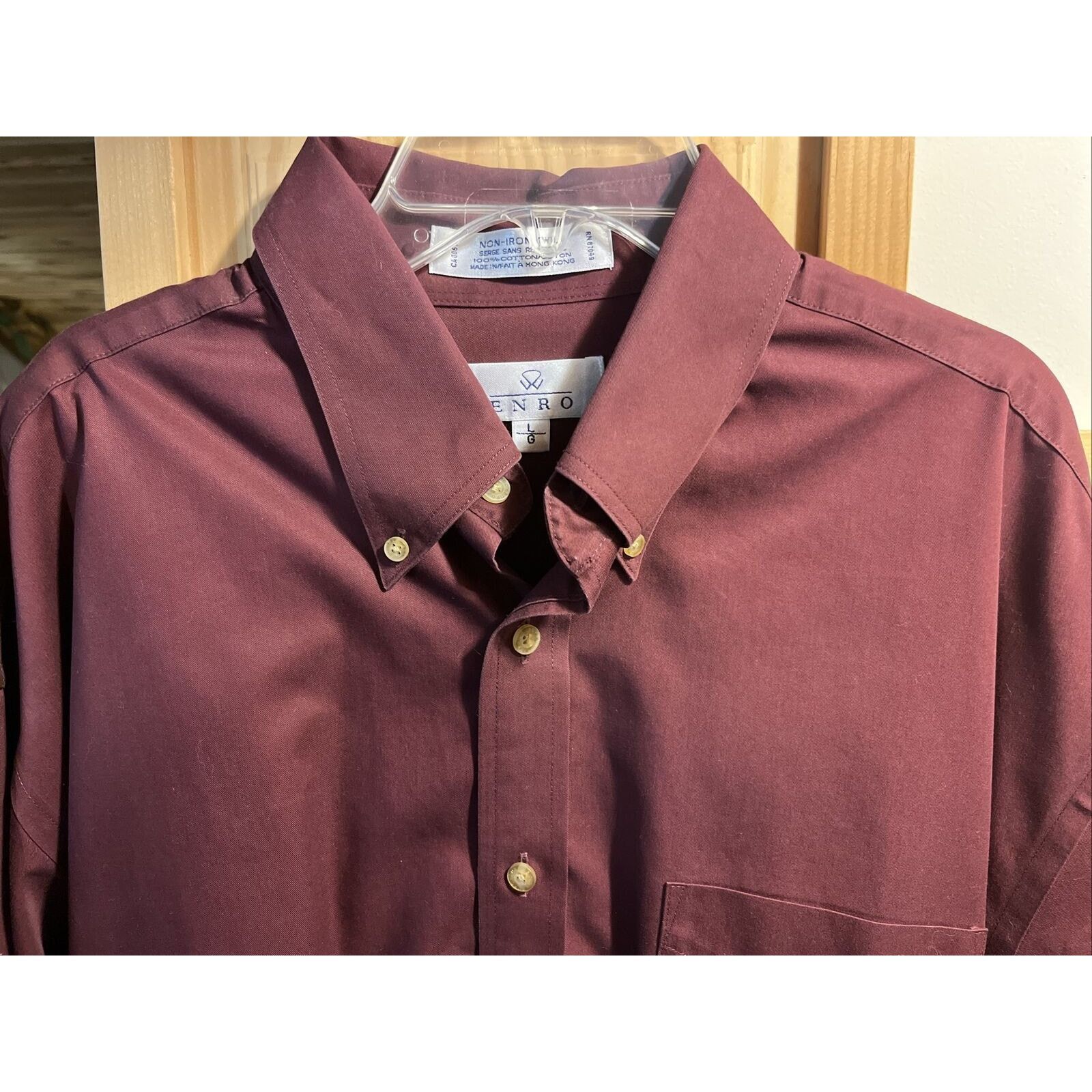 Enro ENRO Men's L Maroon LS Button Up Cotton Non-Iron Twill Shirt Size US L / EU 52-54 / 3 - 4 Thumbnail