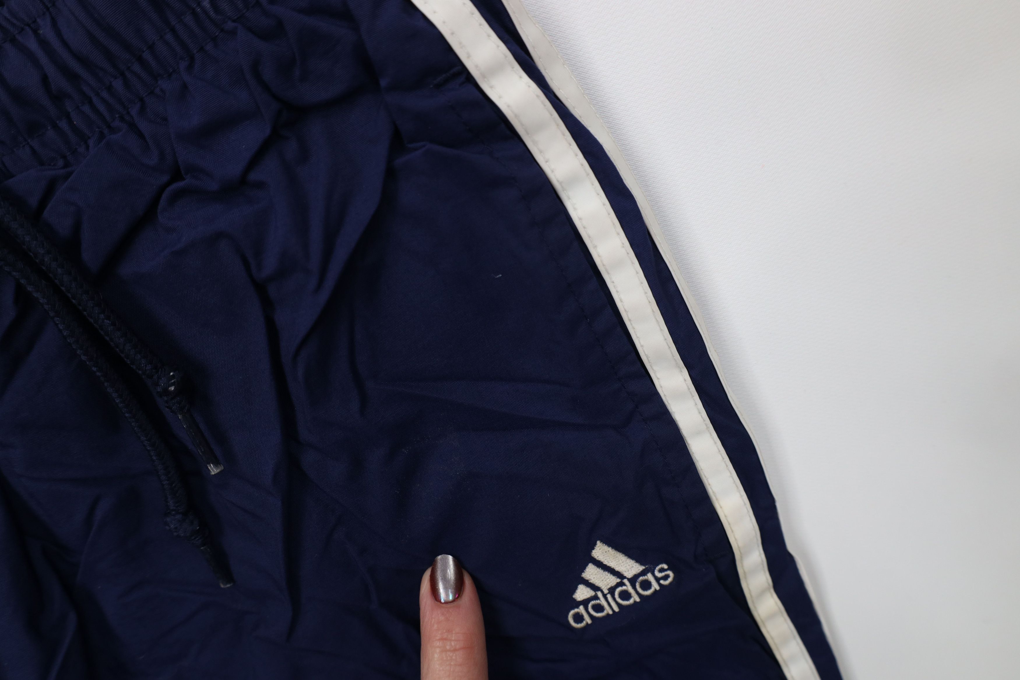 Adidas Vintage 90s Adidas Striped Wide Leg Windbreaker Pants Blue Size US 34 / EU 50 - 9 Thumbnail