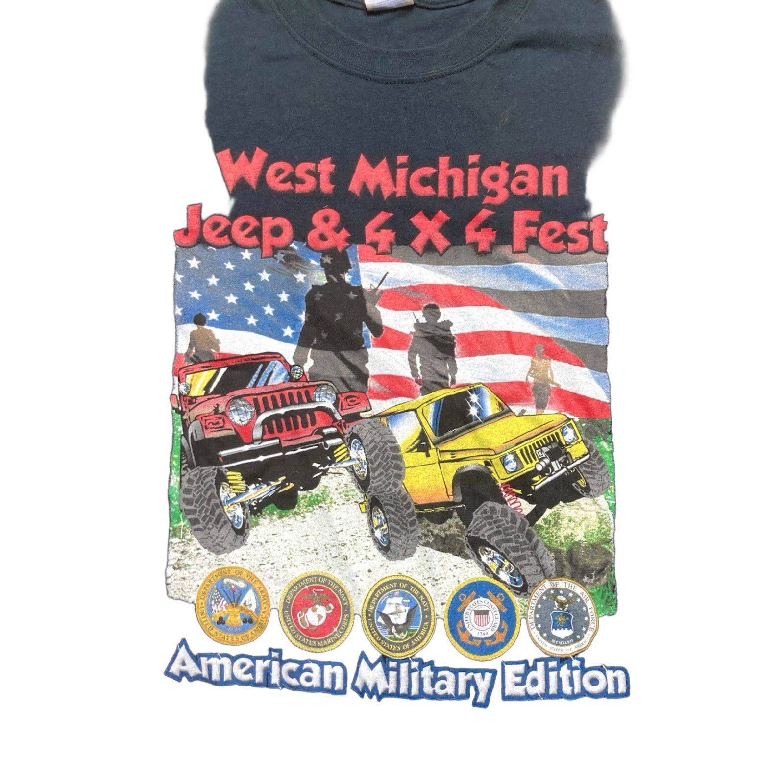 Jeep Vtg Jeep T-Shirt West Michigan 4x4 Fest USA Military Offroad Black XL Mens Graphic Shirt Size US XL / EU 56 / 4 - 1 Thumbnail