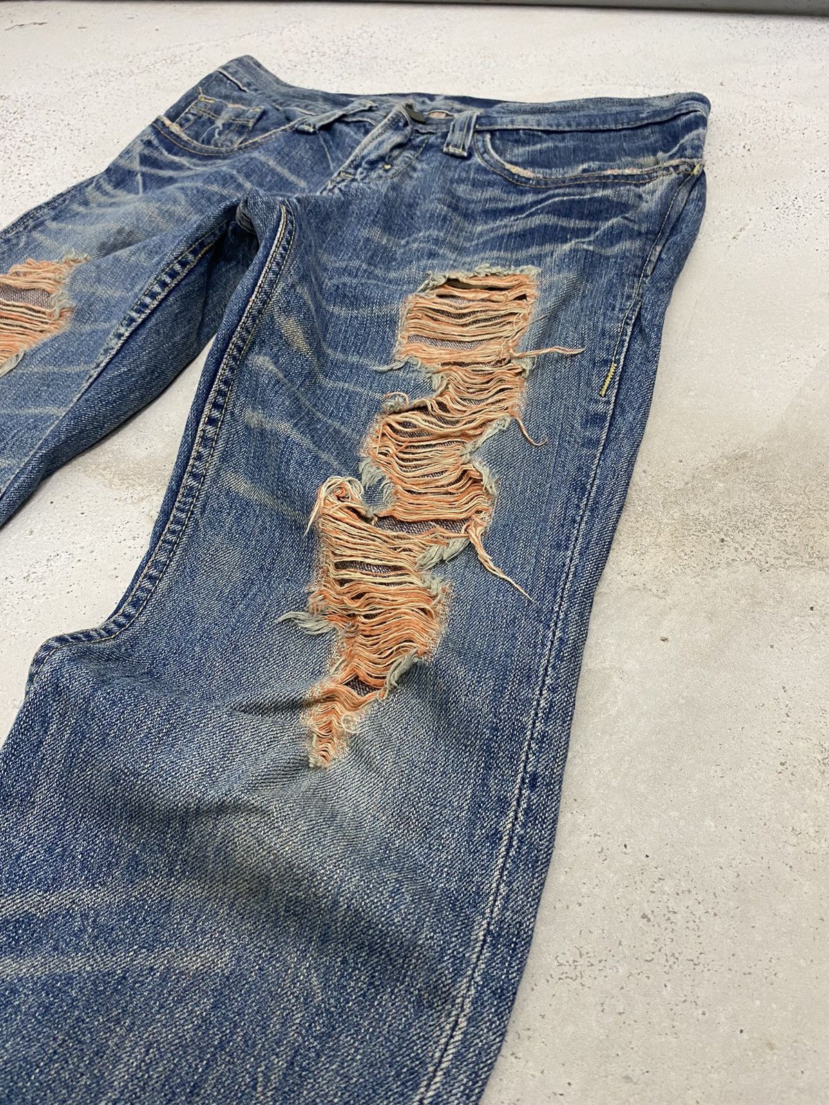 If Six Was Nine × Japanese Brand × Le Grande Bleu (L.G.B.) Flare Distressed Denim Orange Mud Jean Size US 30 / EU 46 - 5 Thumbnail