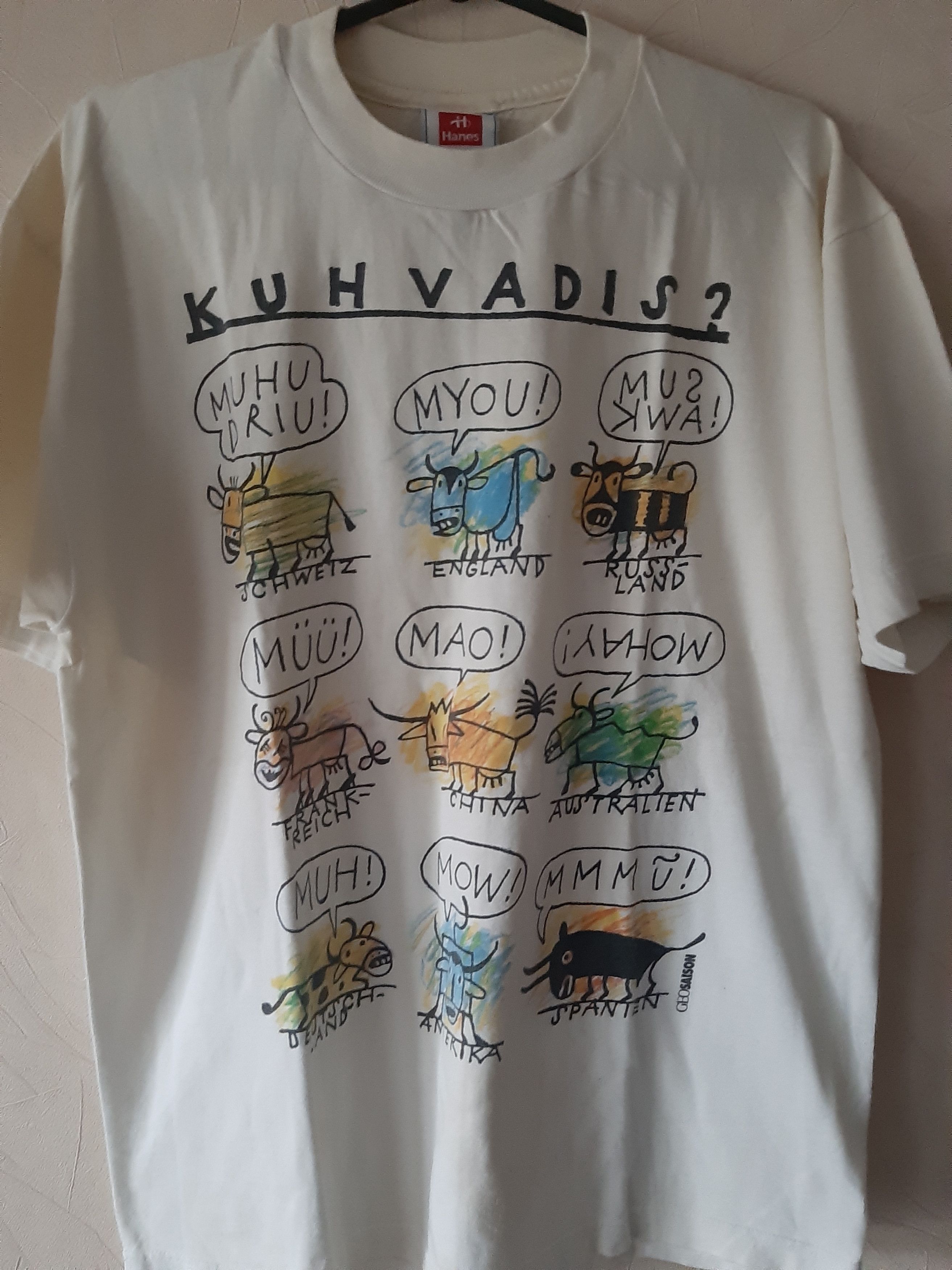 Hanes × Vintage Rare vintage single stitch made in USA animal cow tee 80s 90 Size US L / EU 52-54 / 3 - 2 Thumbnail