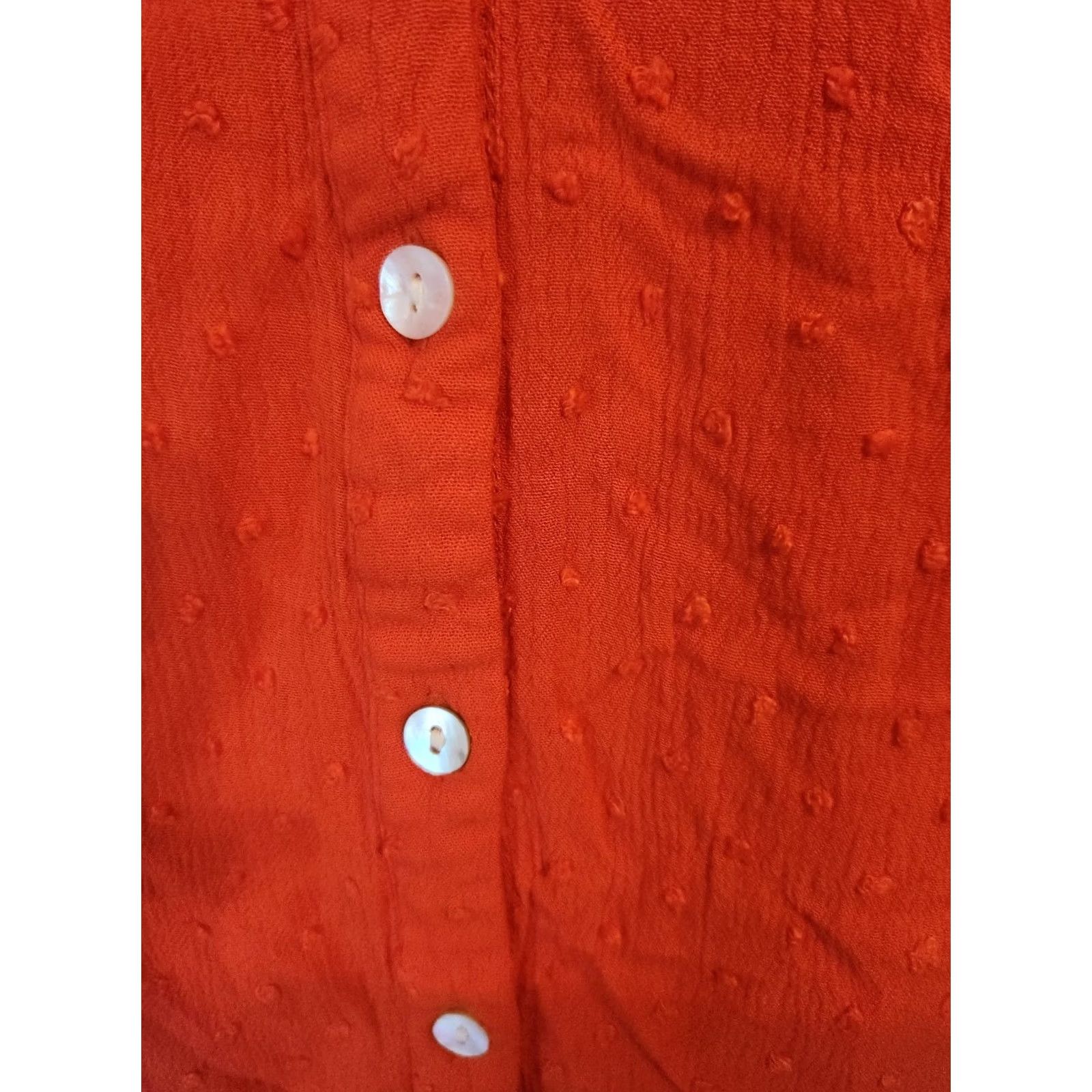 Vintage Rose & Olive Orange Flutter Sleeve Smocked Trim Swiss Dot Top 3X Womens Size XXL / US 16-18 / IT 52-54 - 4 Thumbnail