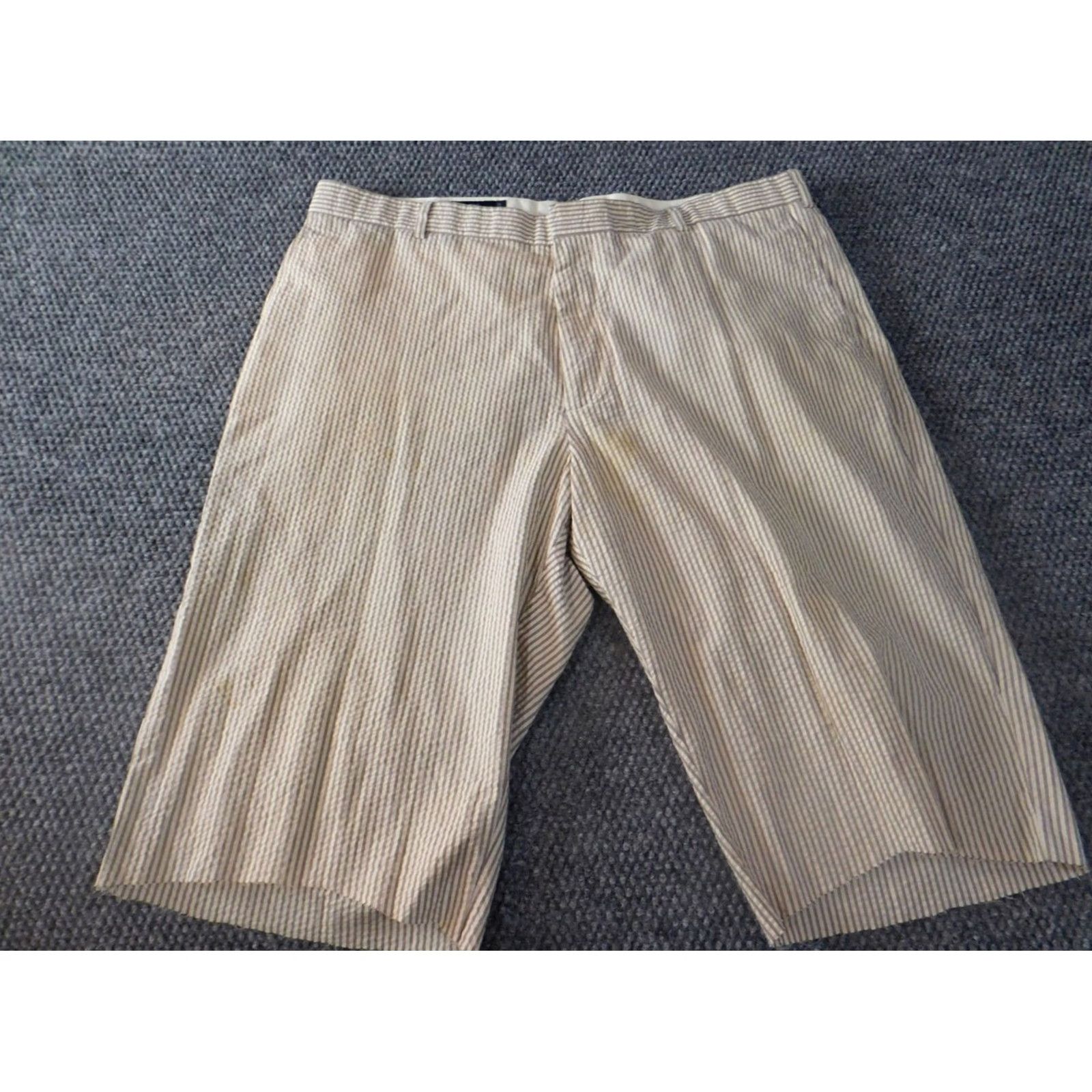 J.Crew J.CREW Mens Shorts 36 beige plaid chino casual classic box Chino Beach Mens 36 Beige Plaid Cotton Flat Front 7in Inseam Size US 36 / EU 52 - 2 Thumbnail