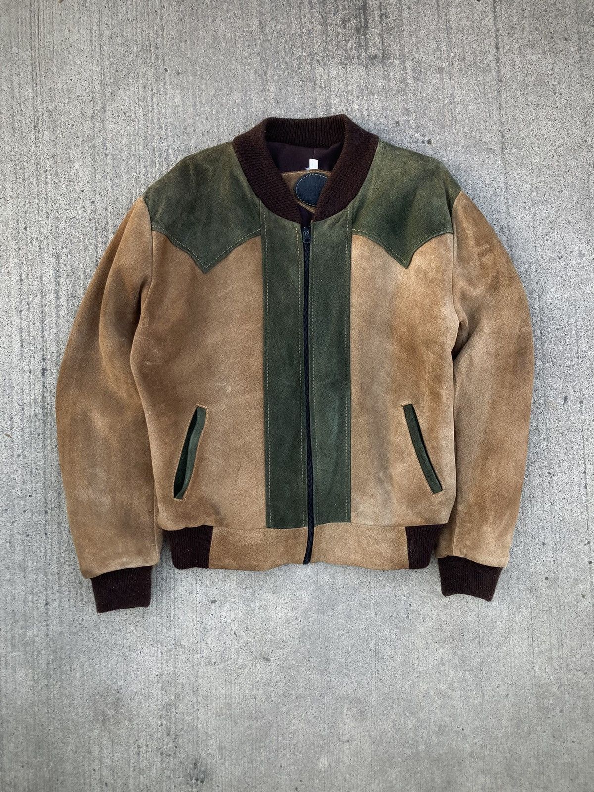 Leather Vintage 70s Western 2-Tone Leather Bomber Jacket Size US M / EU 48-50 / 2 - 1 Thumbnail