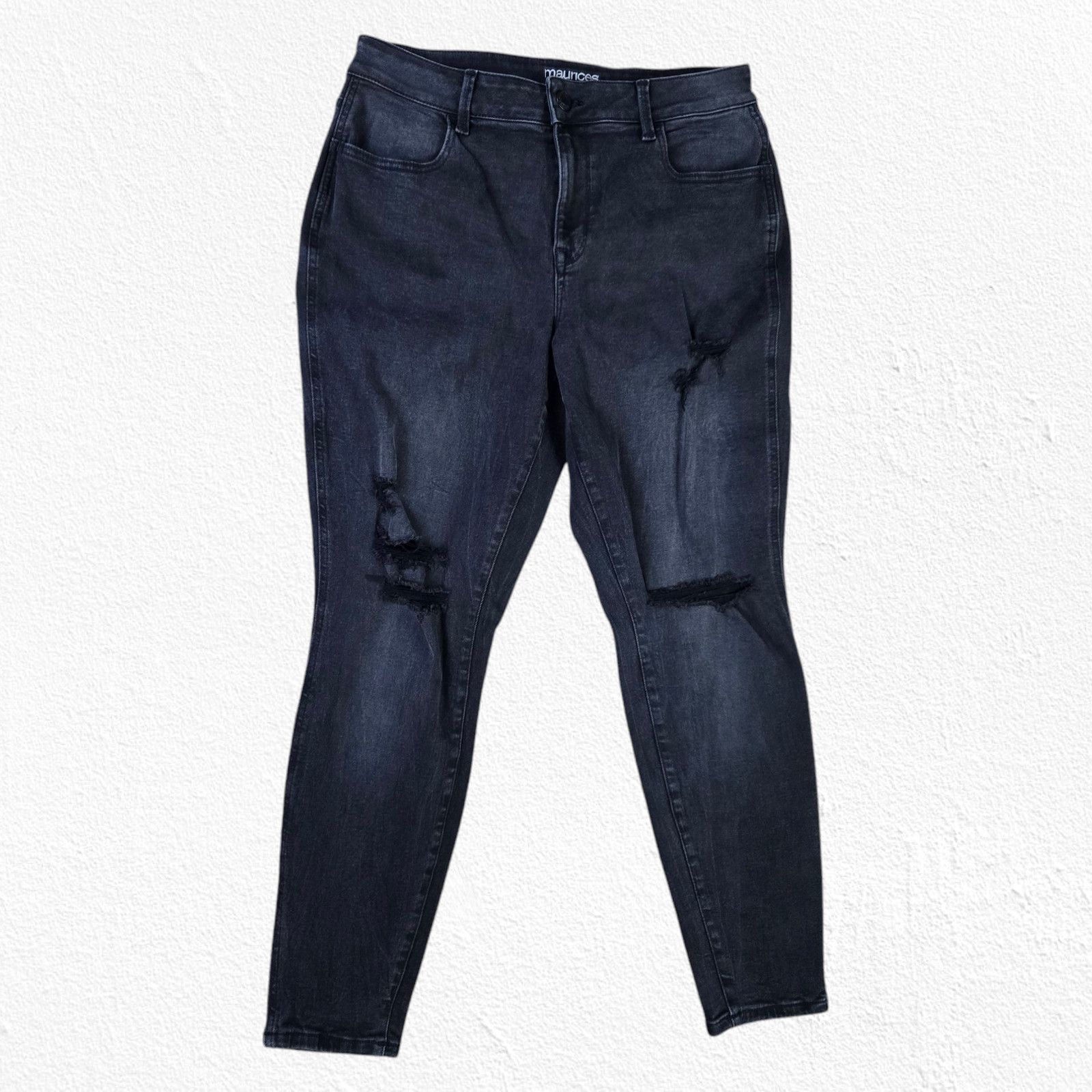 Other Black Distressed High Rise Skinny Jeans Size 14 Short Size 36" / US 14 / IT 50 - 2 Thumbnail