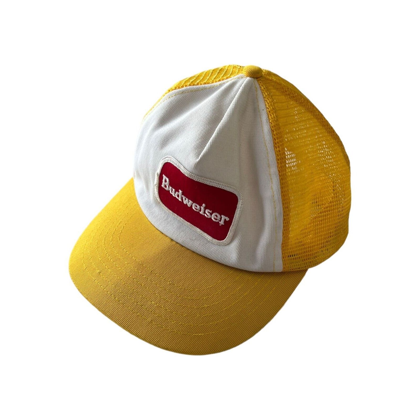 Budweiser Vintage 80s 90s Budweiser Patch Yellow Mesh Trucker Snapback Size ONE SIZE - 2 Thumbnail