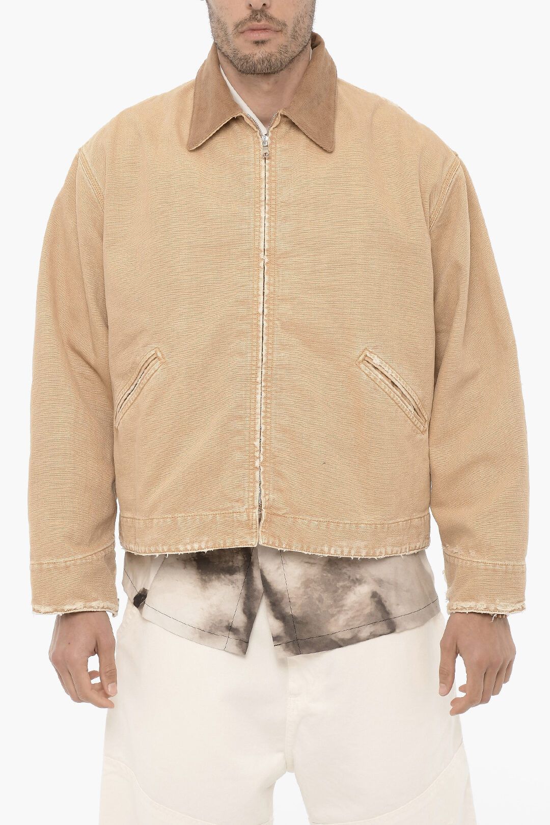 image of 1989 Studio Og1Mm0423 Vintage Effect Lightweight Jacket In Brown, Men's (Size Medium)