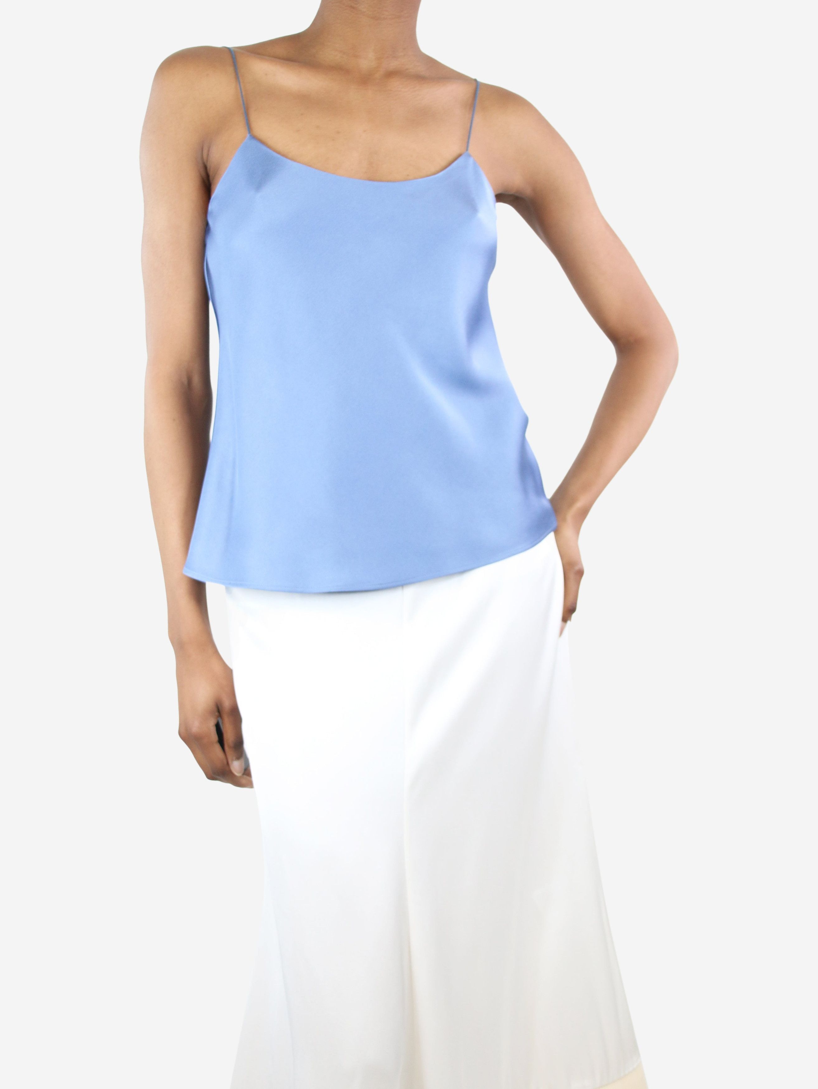 image of Max Mara Blue Satin Cami Top - Size Uk 6, Women's