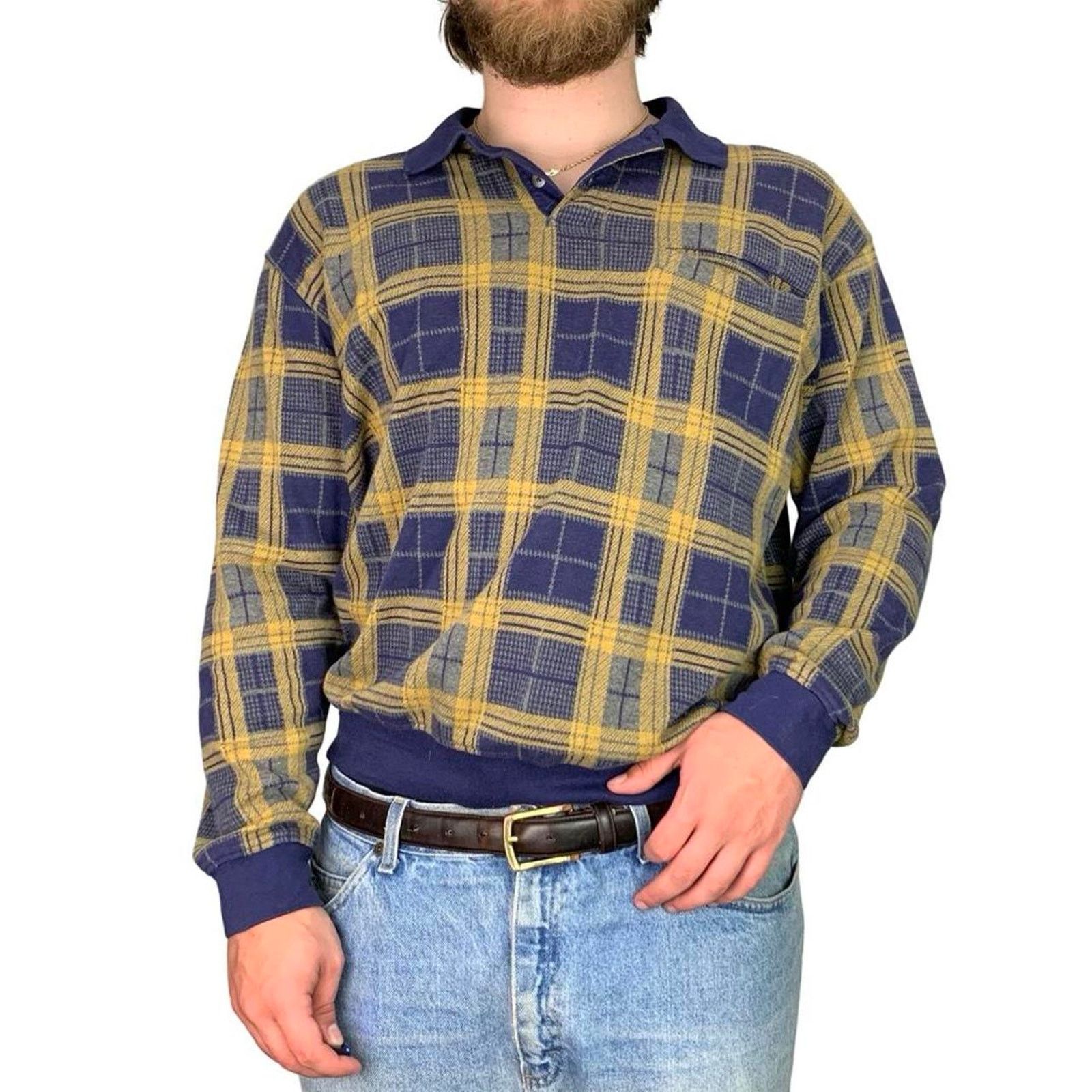 Japanese Brand × Vintage Vintage 90s Patterned Collared Long Sleeve Sweater Size US L / EU 52-54 / 3 - 3 Thumbnail