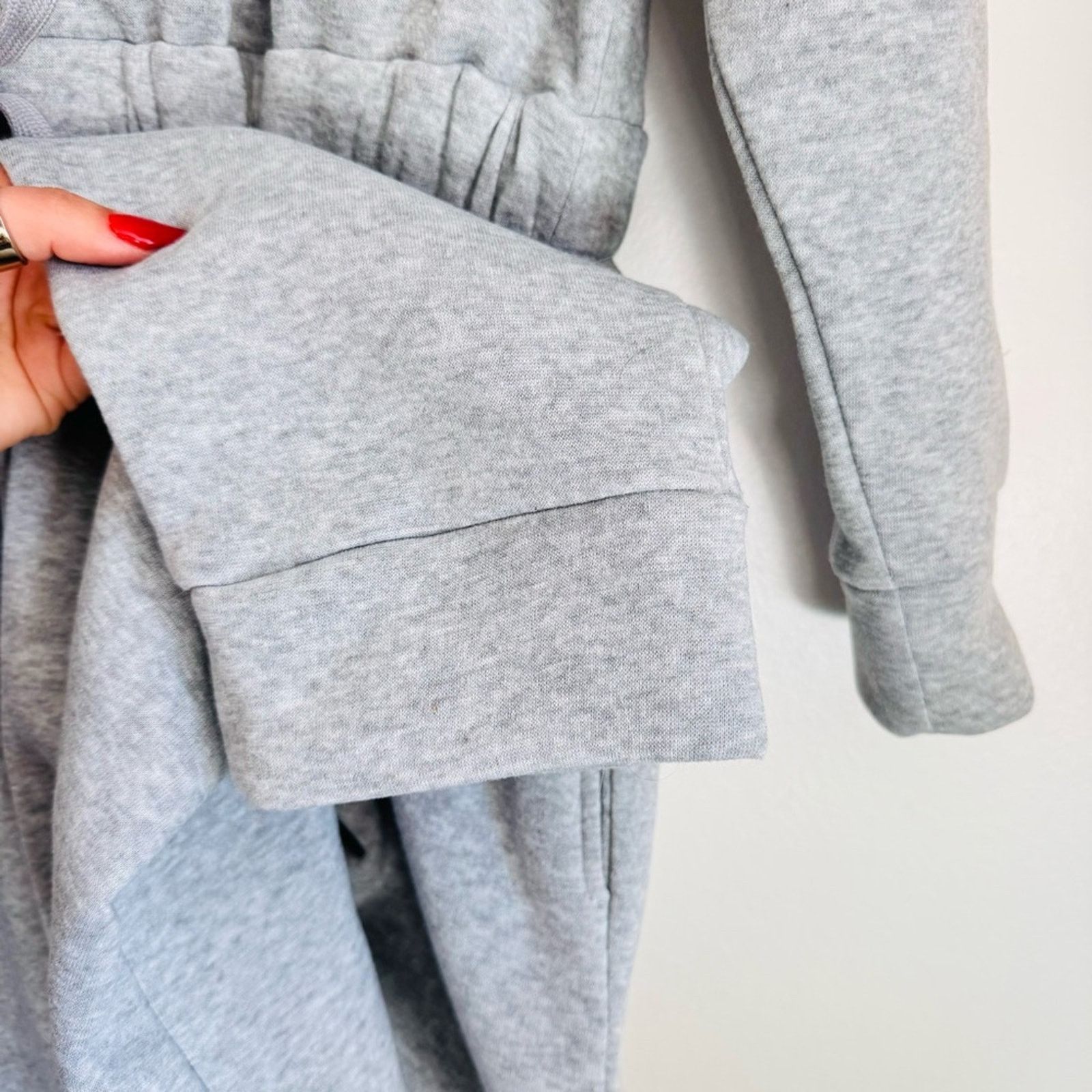 Nordstrom NEW Heather Grey Hood Sweatshirt Lounge Pants $149 Jumpsuit Size 34" / US 12 / IT 48 - 5 Thumbnail