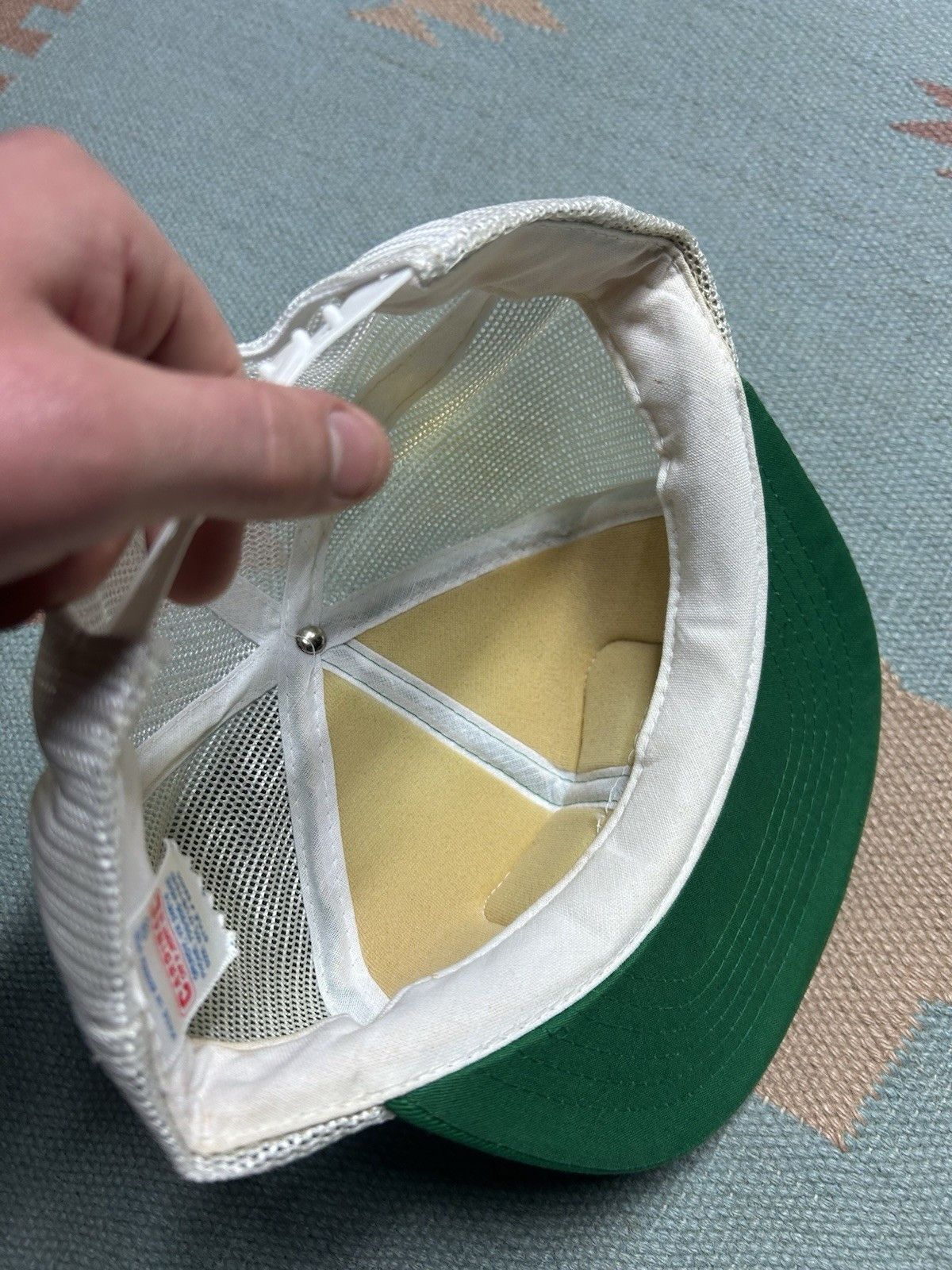Vintage Vtg trucker hat mesh Era II patch green white 2 tone BROKEN Size ONE SIZE - 7 Thumbnail