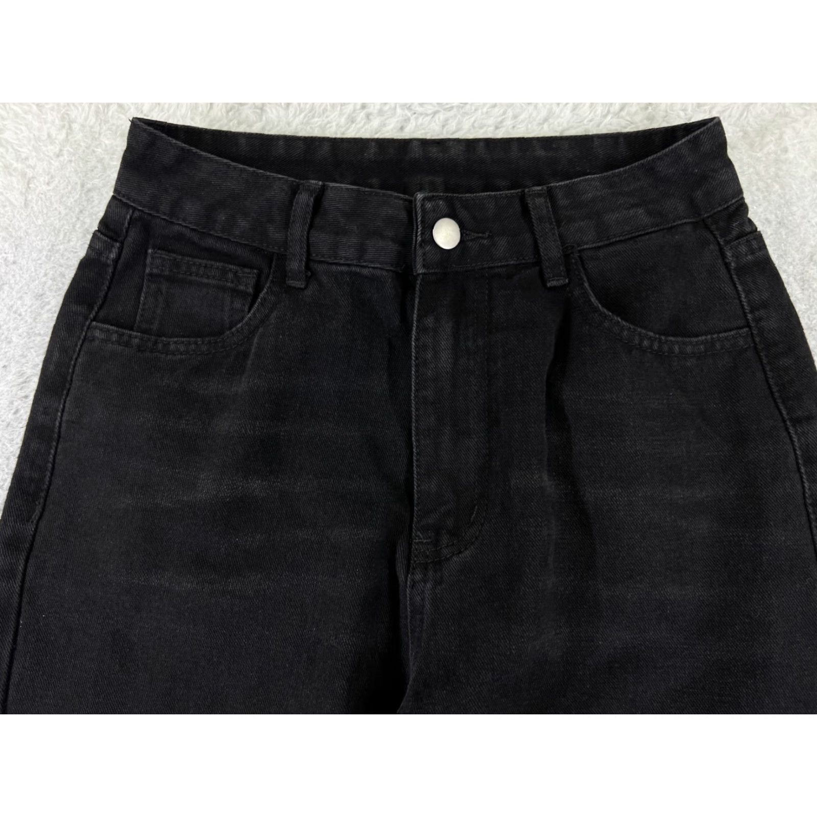Shein SheIn Jeans Pants Womens XS Black Denim Wide-Leg High Rise 24x33 5-Pocket Design Medium Wash Cotton Cotton Slimming Comfortable 90s? Size 26" / US 2 / IT 38 - 4 Thumbnail