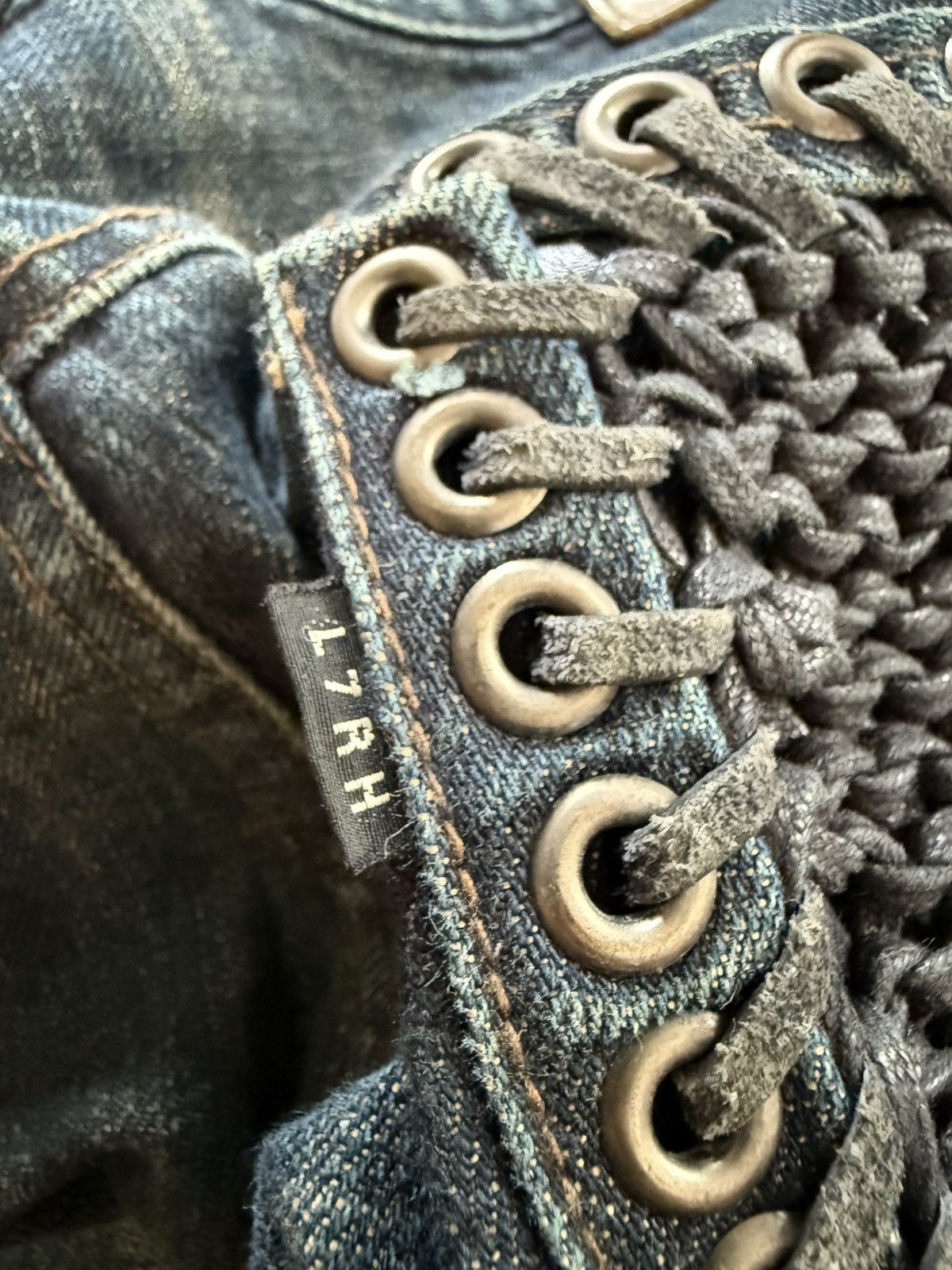 L7 Real Hip L7 Real Hip Leather Lace-up Braided Pocket Flared Jeans Size US 32 / EU 48 - 22 Thumbnail