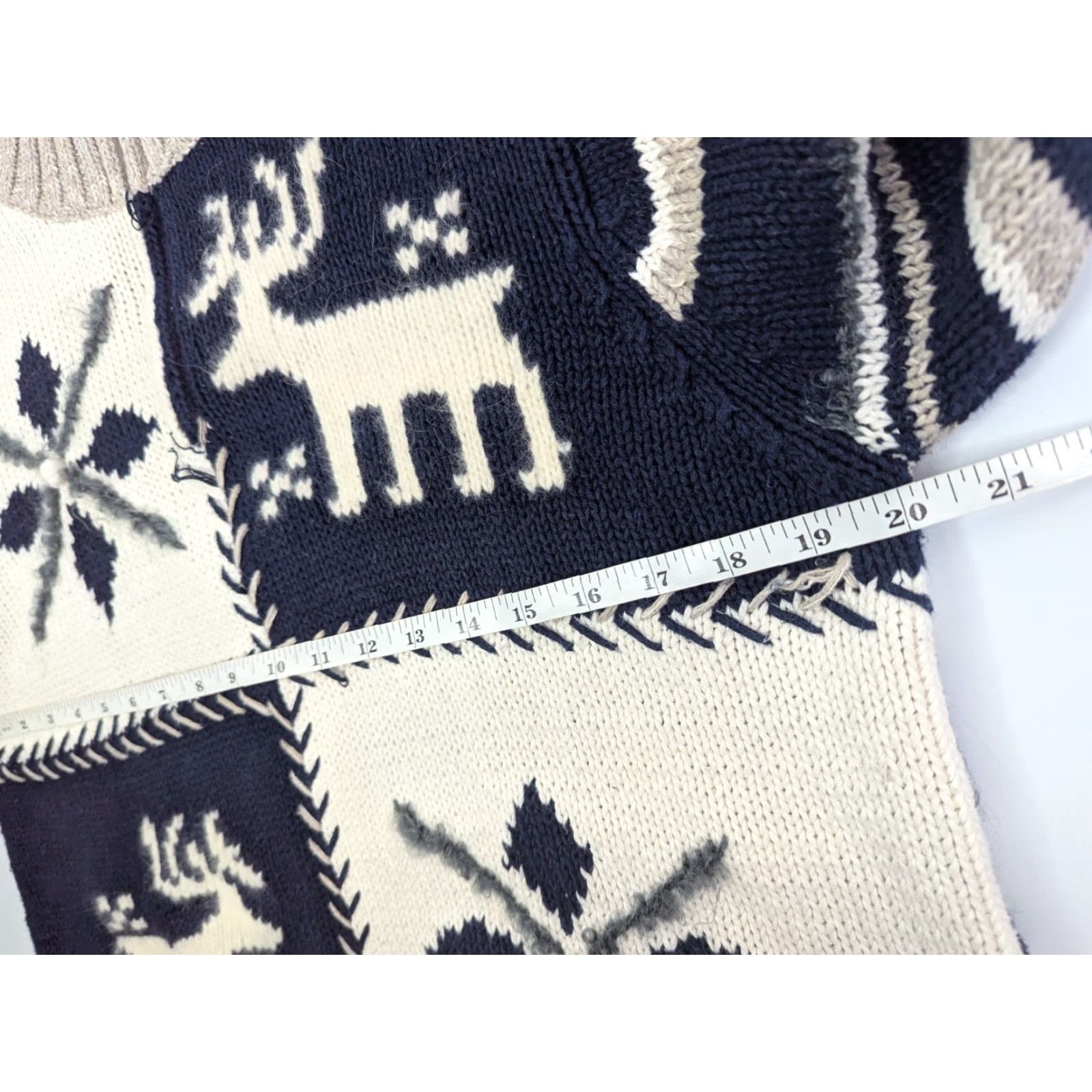 Vintage VINTAGE Lauren Hansen Women's Large Quarter Zip Knitted Christmas Sweater Ramie Size L / US 10 / IT 46 - 5 Thumbnail