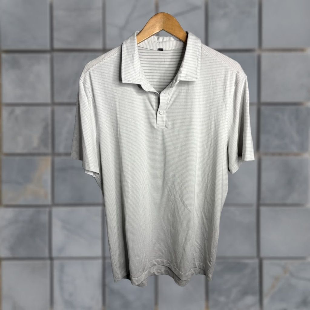 Lululemon Lululemon Polo Shirt Mens XL Light Gray Stripe Golf Athletic Performance Shirt Size US XL / EU 56 / 4 - 1 Thumbnail