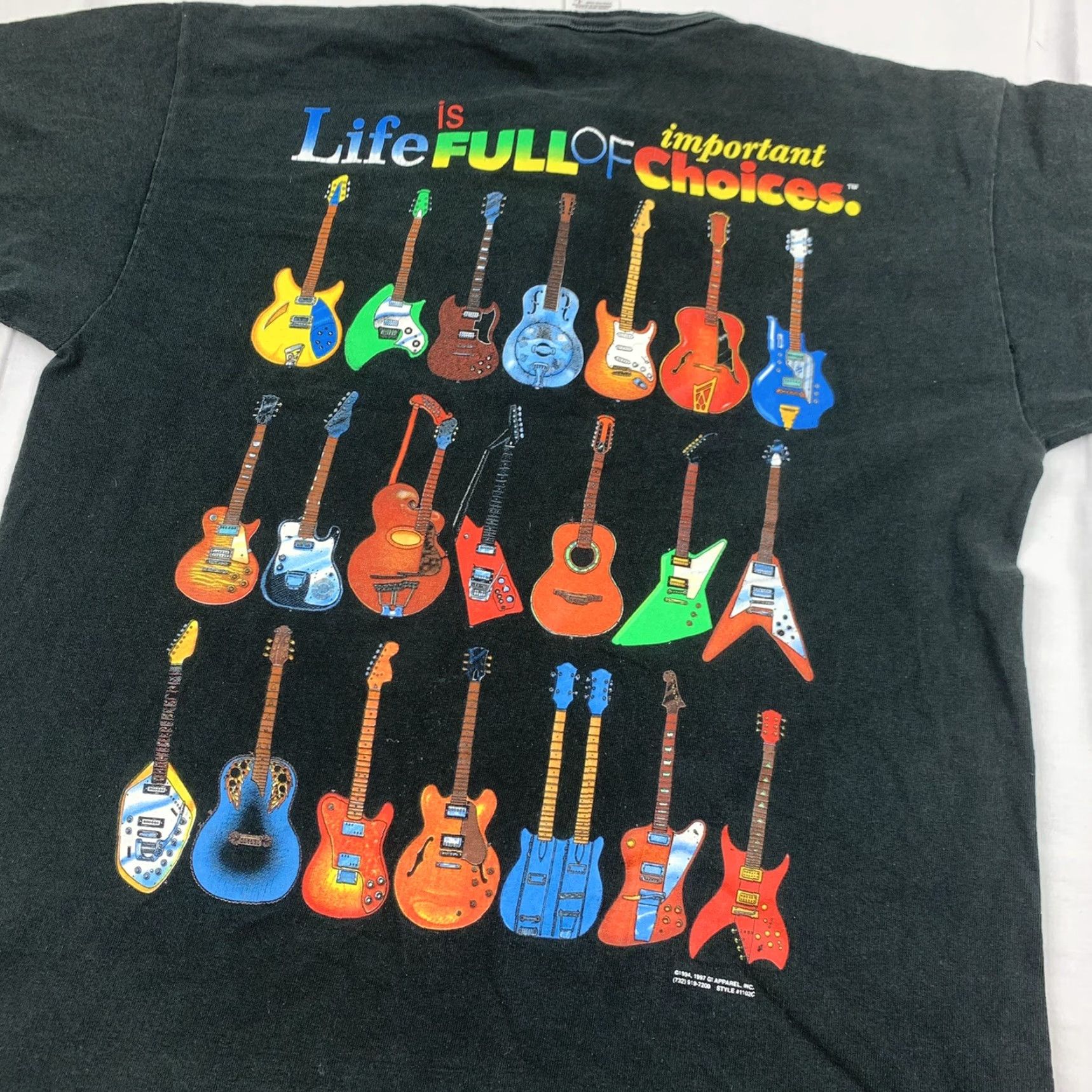 Vintage Vintage Guitar T Shirt Adult Large Black Life is Full of Choices Henley Neck 90s Size US L / EU 52-54 / 3 - 2 Thumbnail