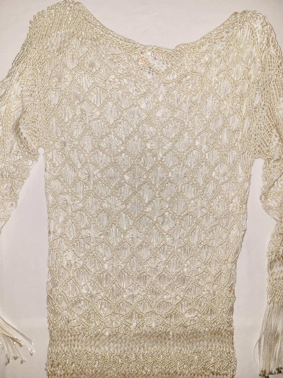 Designer Von Saken macrame cream long sleeve dress size LG Size L / US 10 / IT 46 - 7 Thumbnail