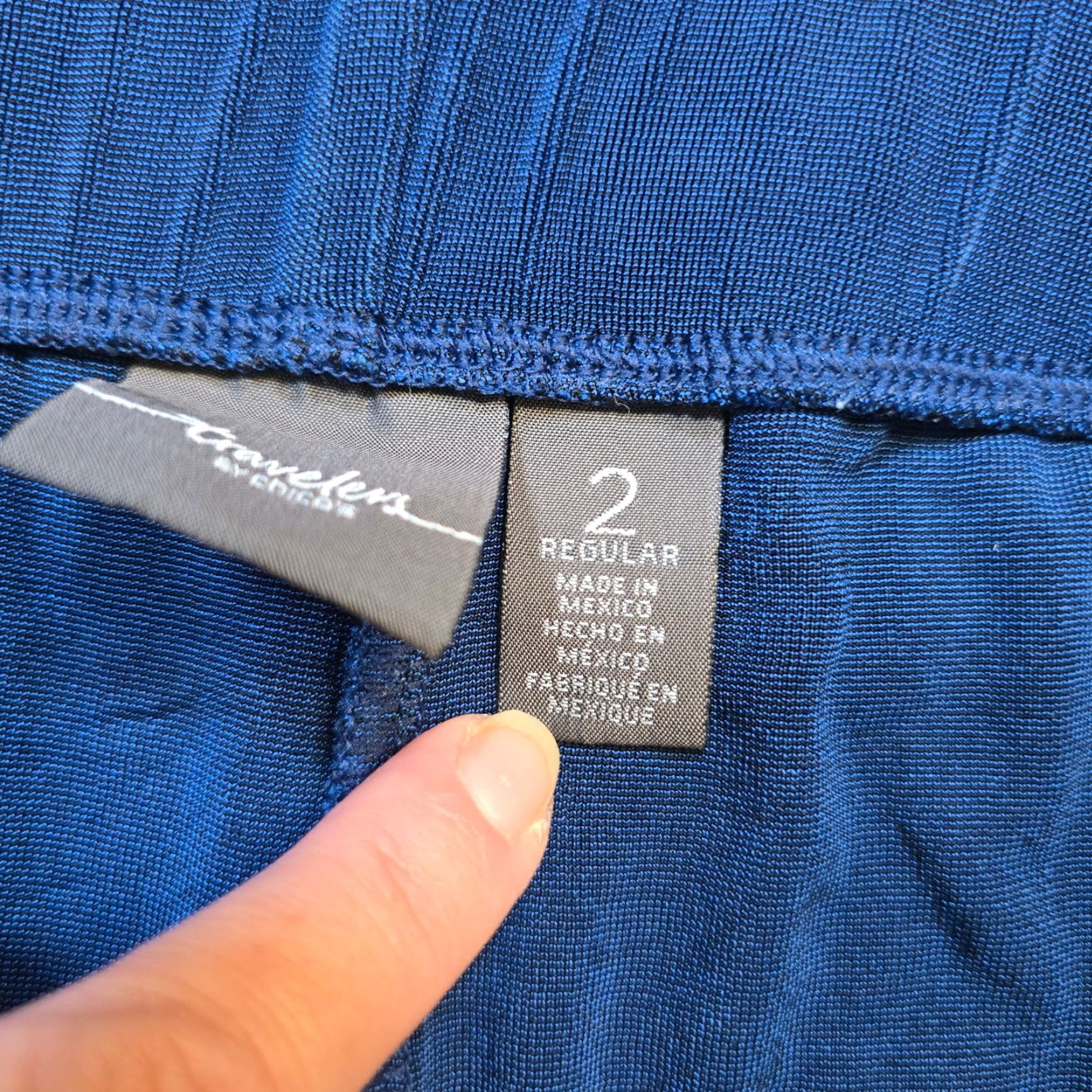 Vintage Chicos Pants Womens Large Blue Stretch Tapered Pull On Career Dress Pants Size 24" / US 00 / IT 34 - 4 Thumbnail
