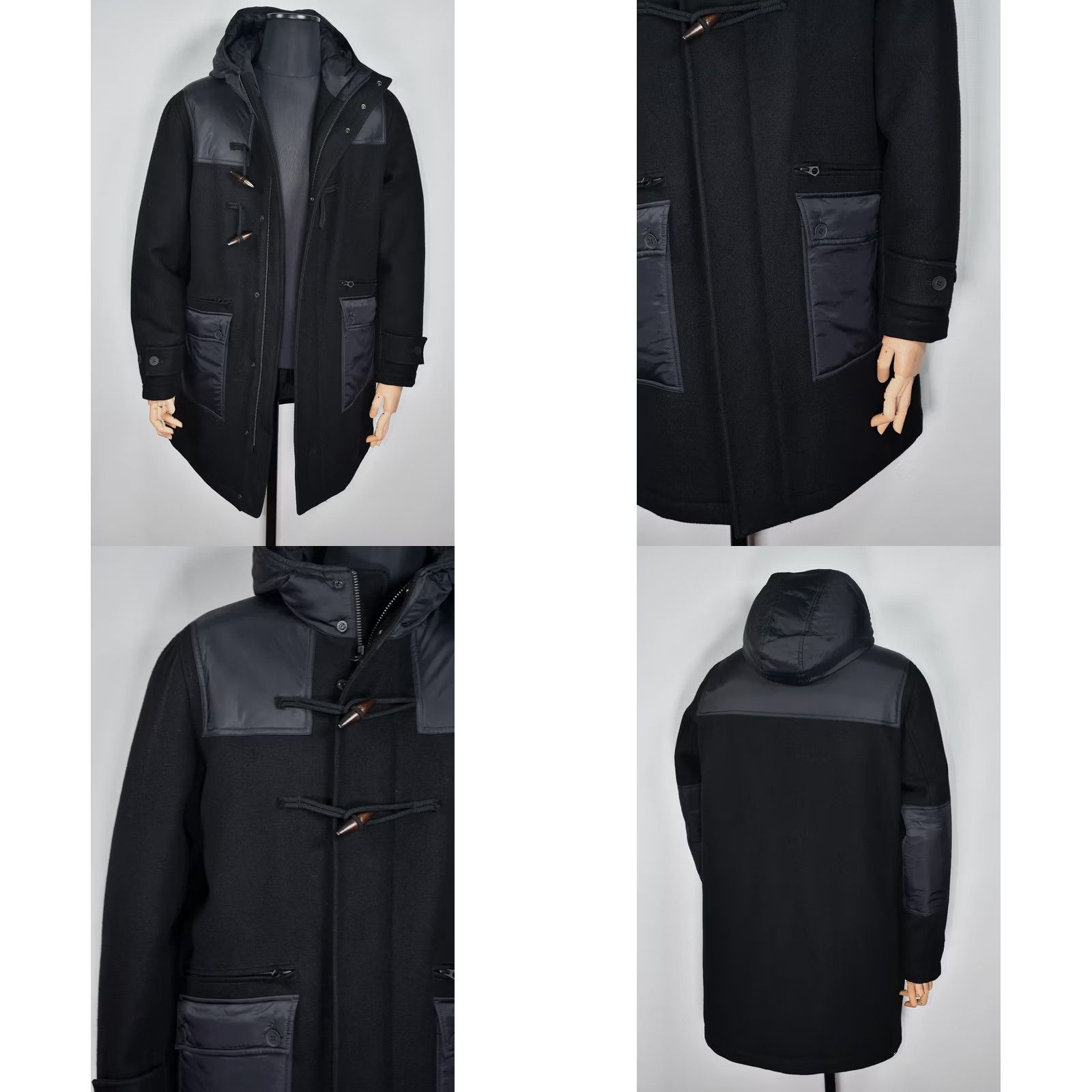 DENHAM DENHAM AOKI DUFFLE JACKET Men M Wool Black 100%Genuine 100%Wool / 100%Nylon Hooded Coat Size US M / EU 48-50 / 2 - 8 Thumbnail