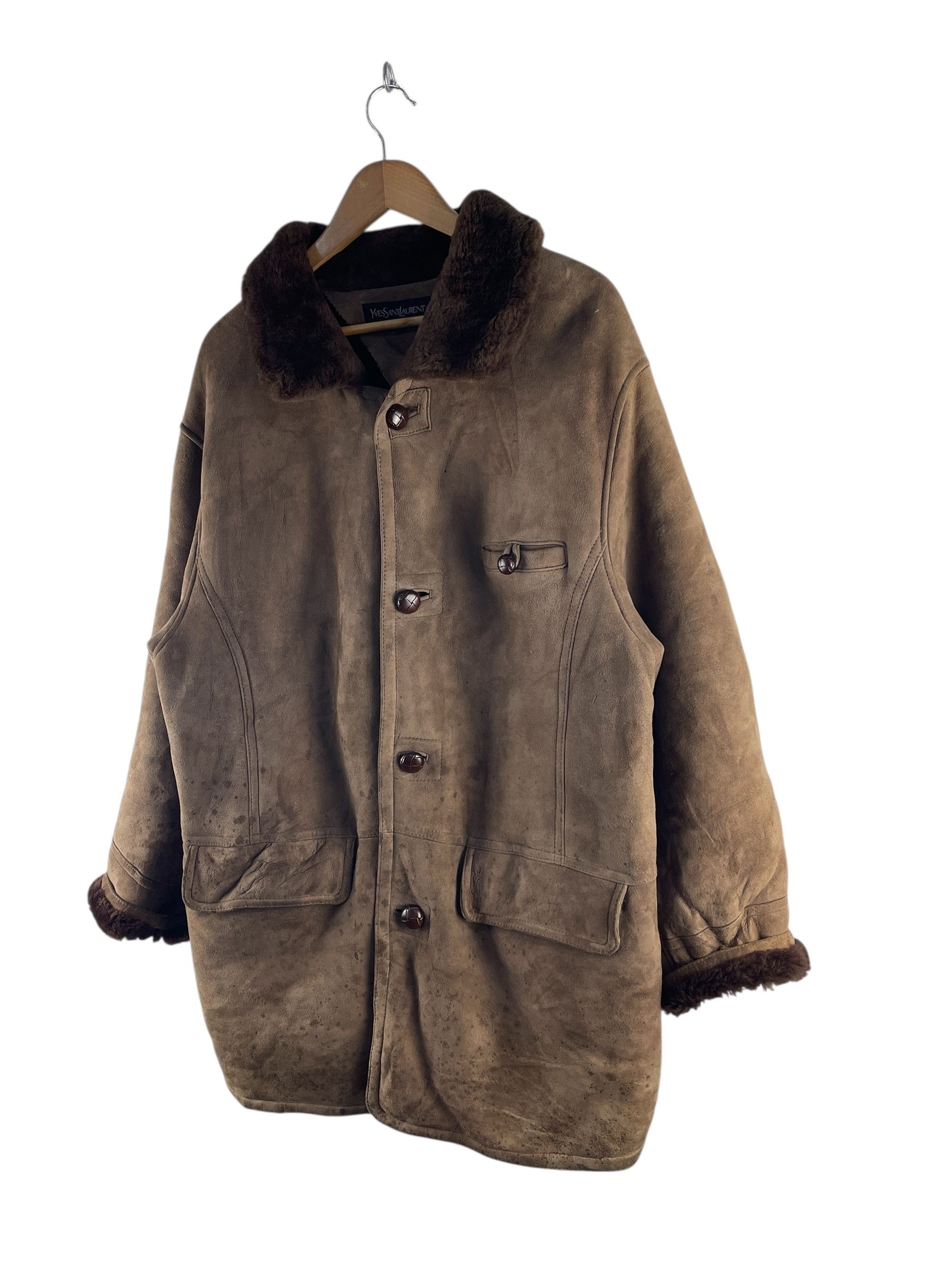 Yves Saint Laurent Vintage 1990s Yves Saint Laurent Pour Homme Shearling Coat Size US L / EU 52-54 / 3 - 4 Thumbnail