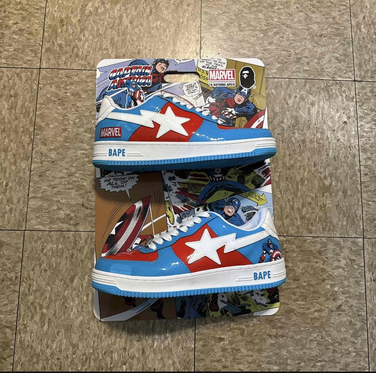 Bape × Marvel Comics Bape X Marvel Captain America Bapestas Sz-12 Size US 12 / EU 45 - 1 Thumbnail