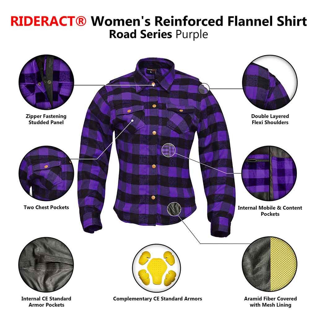Other RIDERACT® Riding Women's Motorcycle Shirt Purple & Black Size S / US 4 / IT 40 - 5 Thumbnail