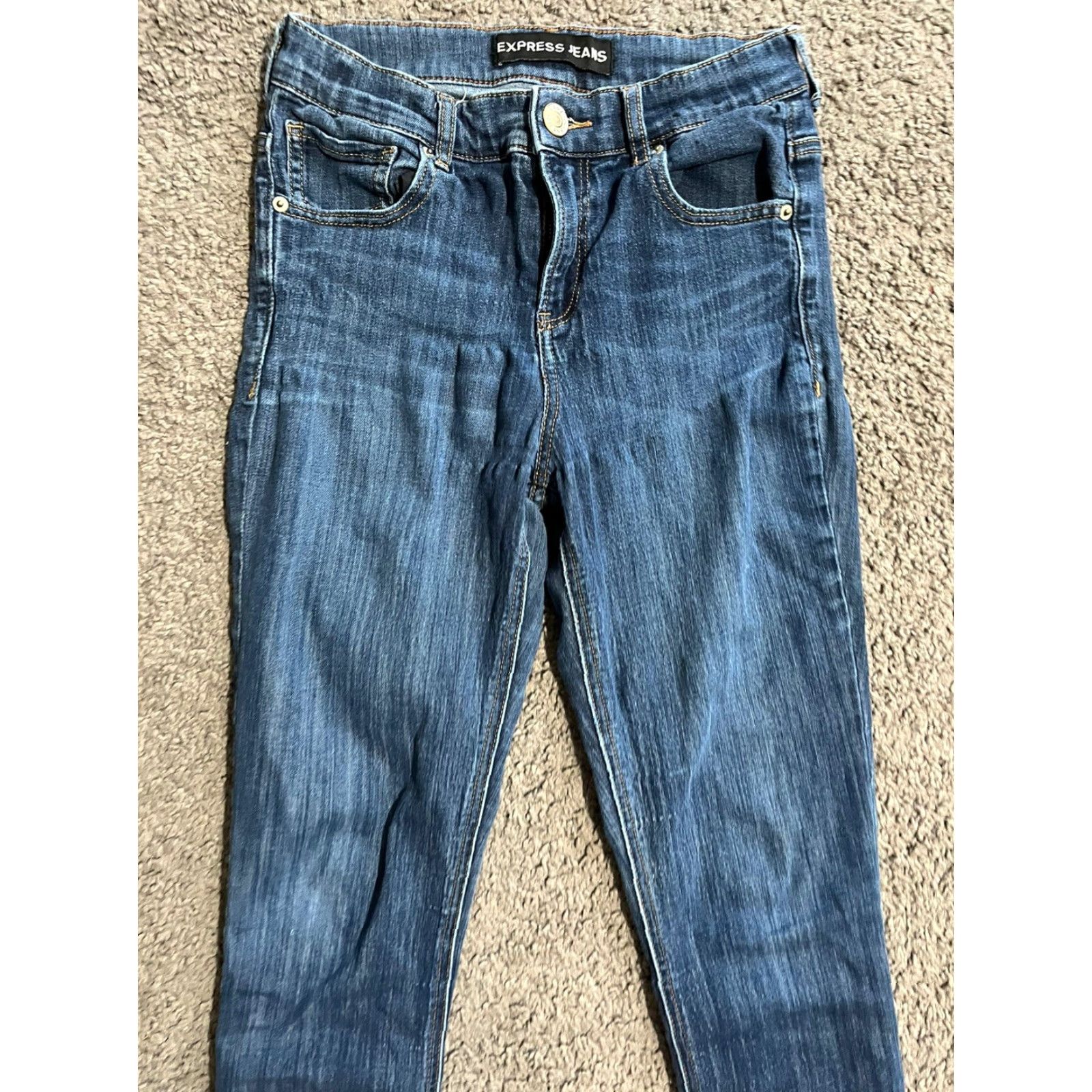 Express Express Jeans Legging Blue Size 2 High Rise Women Denim Stretch Pockets Zipper Button 30In Inseam Size 26" / US 2 / IT 38 - 2 Thumbnail