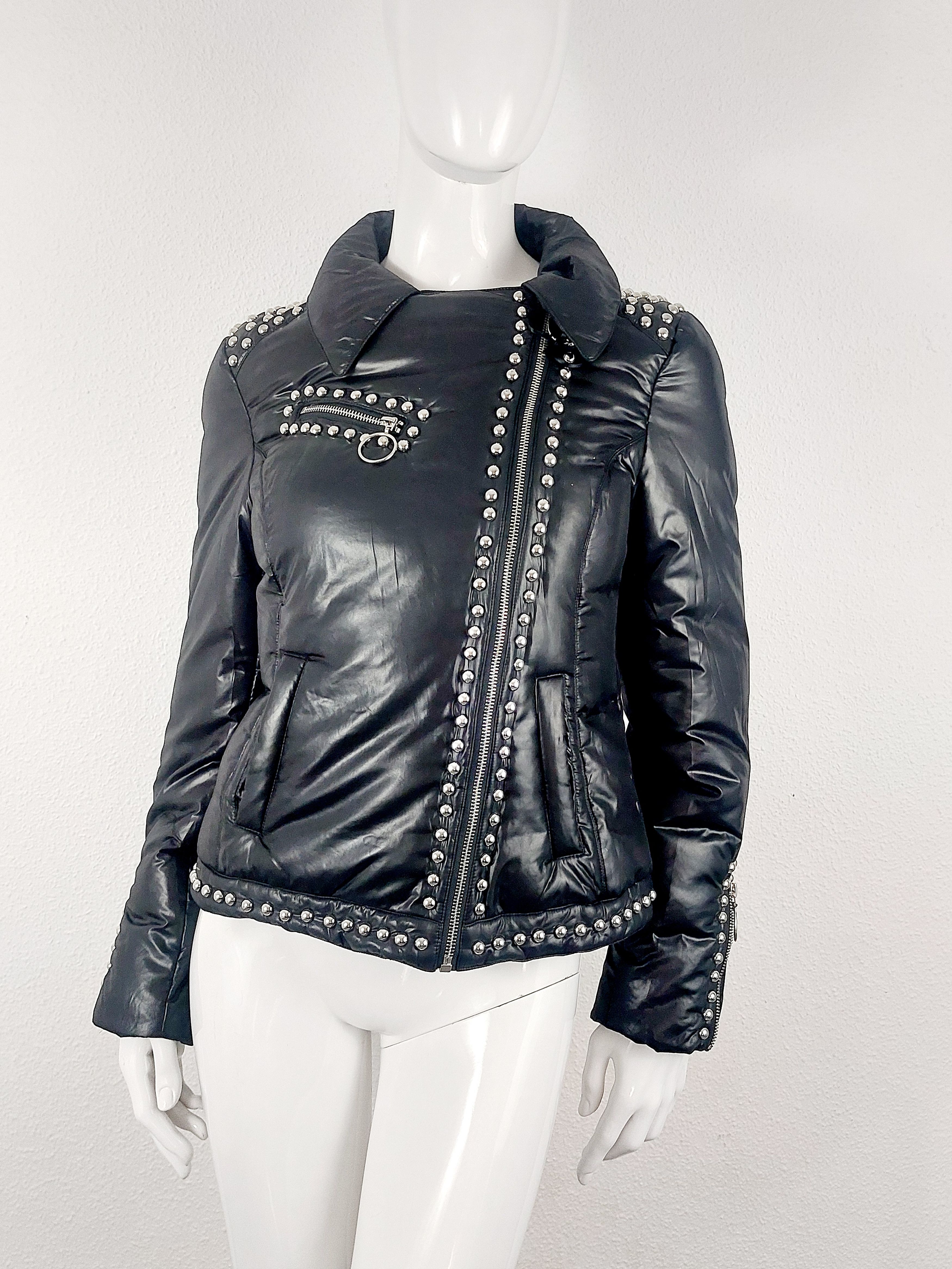 Moschino Moschino Rivet Studded Down Moto Jacket Coat Size M / US 6-8 / IT 42-44 - 9 Thumbnail