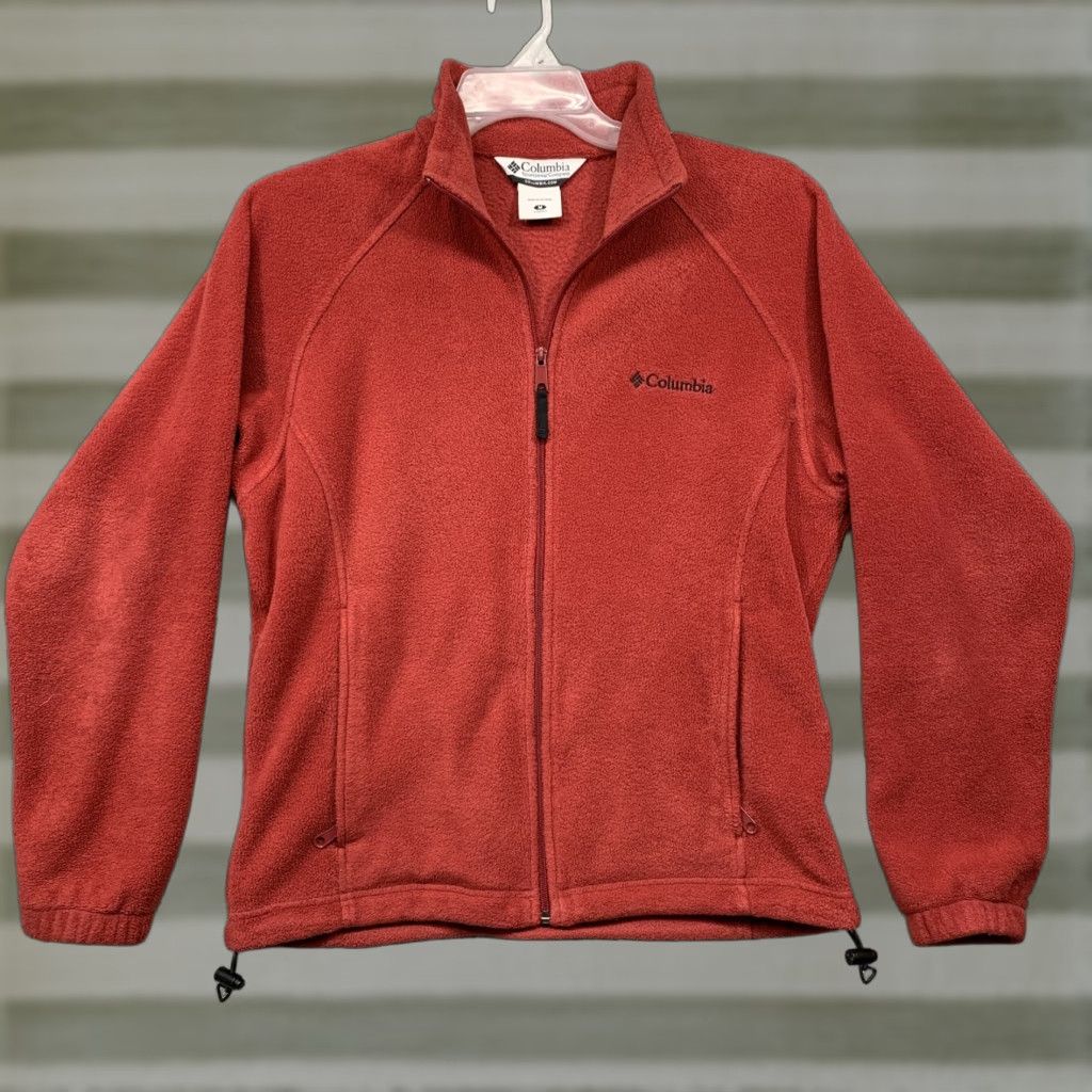 Vintage Columbia Fleece Jacket Womens Full Zip M Orange/Red Zip Pockets Side Pull Cords Size M / US 6-8 / IT 42-44 - 1 Thumbnail