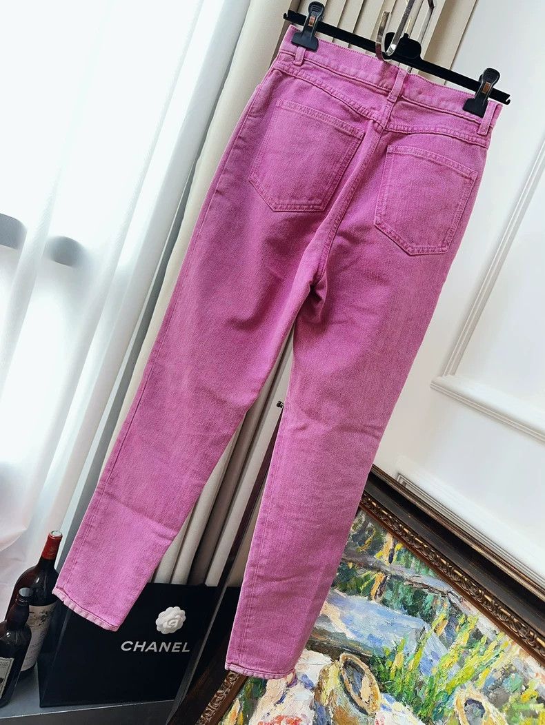 Chanel Chanel 23p pink double C shiny narrow leg jeans Size 24" / US 00 / IT 34 - 2 Thumbnail