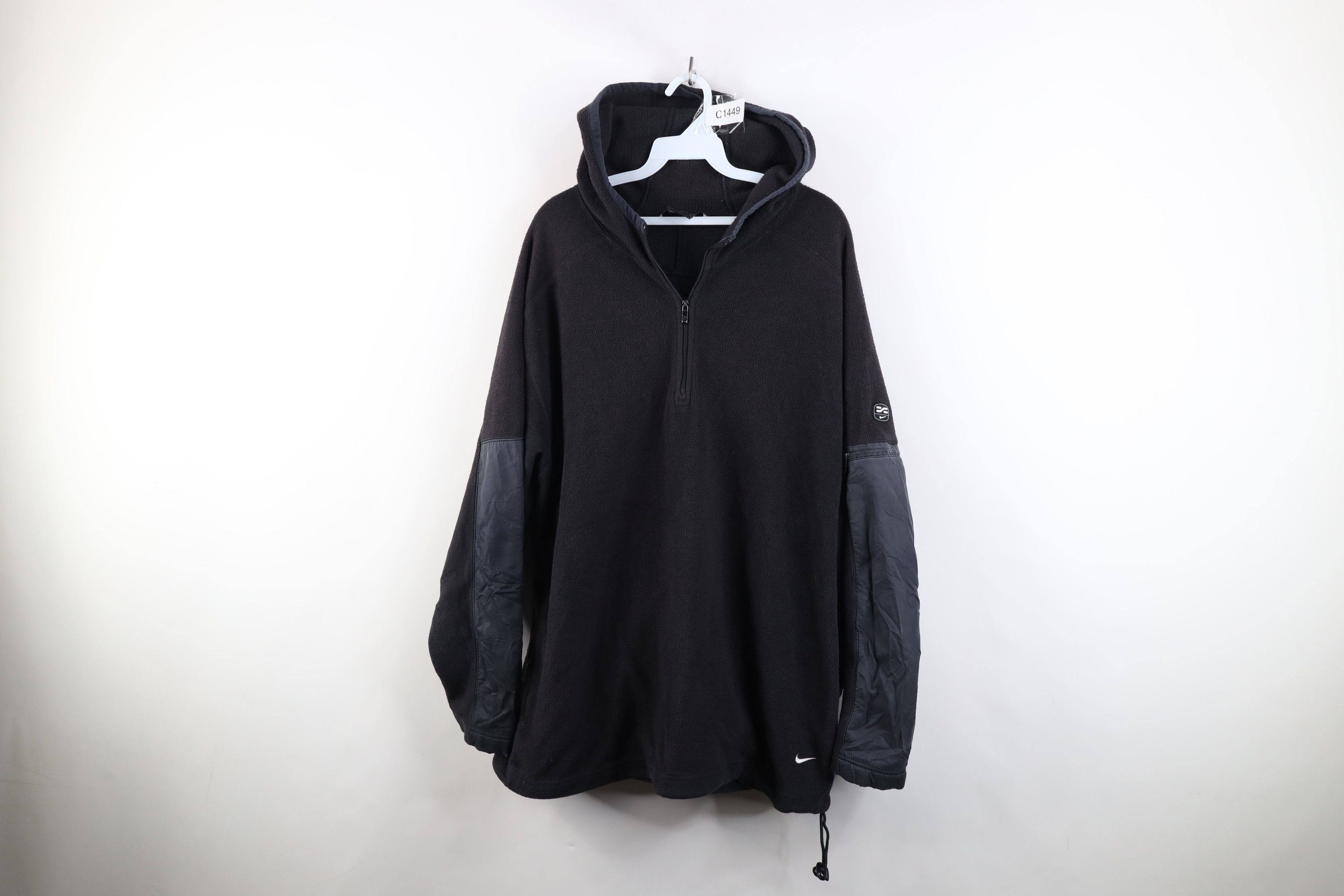 Nike Vintage Nike Mini Swoosh Half Zip Fleece Hooded Jacket Black Size US L / EU 52-54 / 3 - 1 Thumbnail