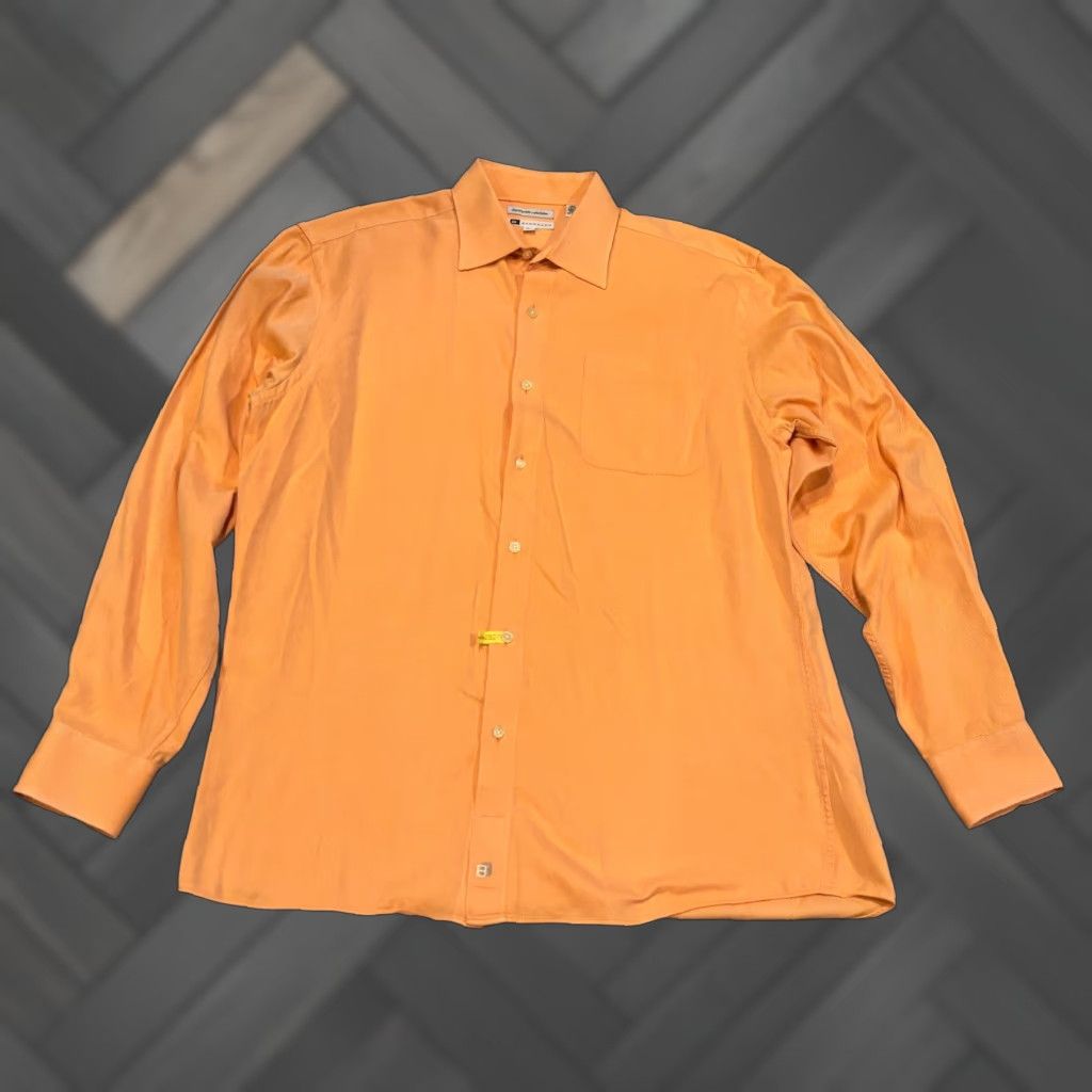 Vintage Bachrach Dress Shirt Mens Orange Solid Long Sleeve Button 16.5 36/37 Casual Career Men Regular Included Measures Size 46R - 1 Thumbnail
