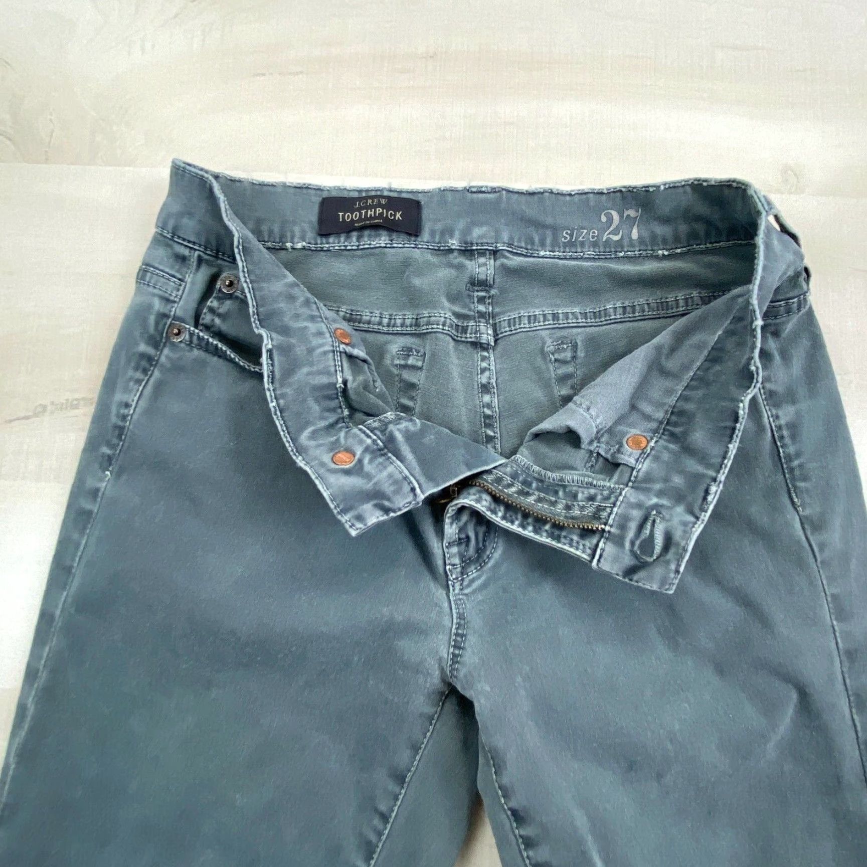 J.Crew J Crew Womens Skinny Jeans Green Toothpick Low Rise Stretch 27 Size 27" / US 4 / IT 40 - 3 Thumbnail