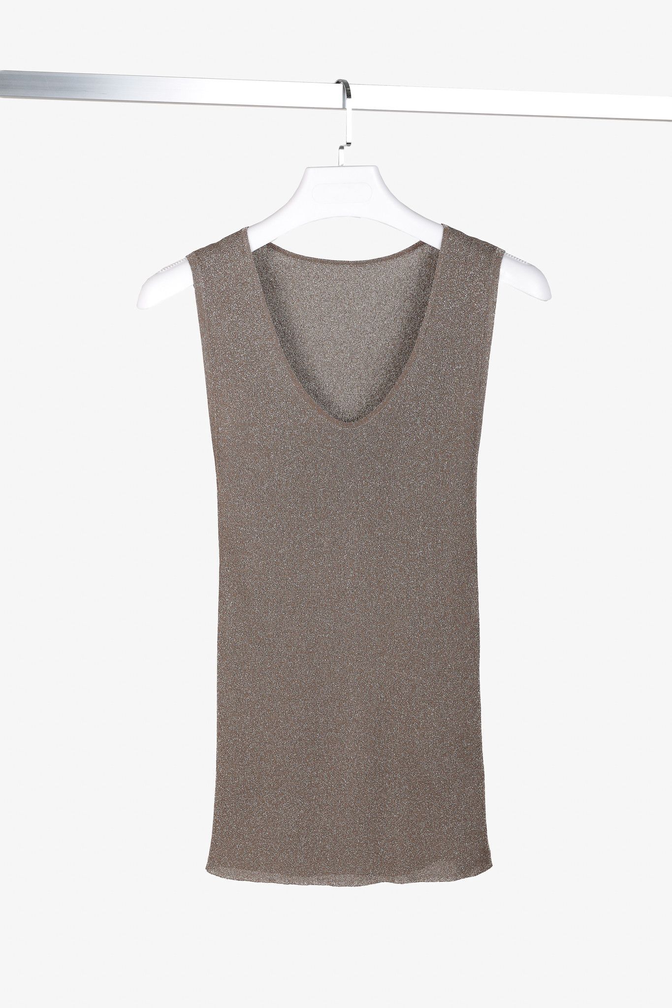 Brunello Cucinelli Brunello Cucinelli AW/20 Taupe Shimmer Knit Tank Size M / US 6-8 / IT 42-44 - 1 Thumbnail