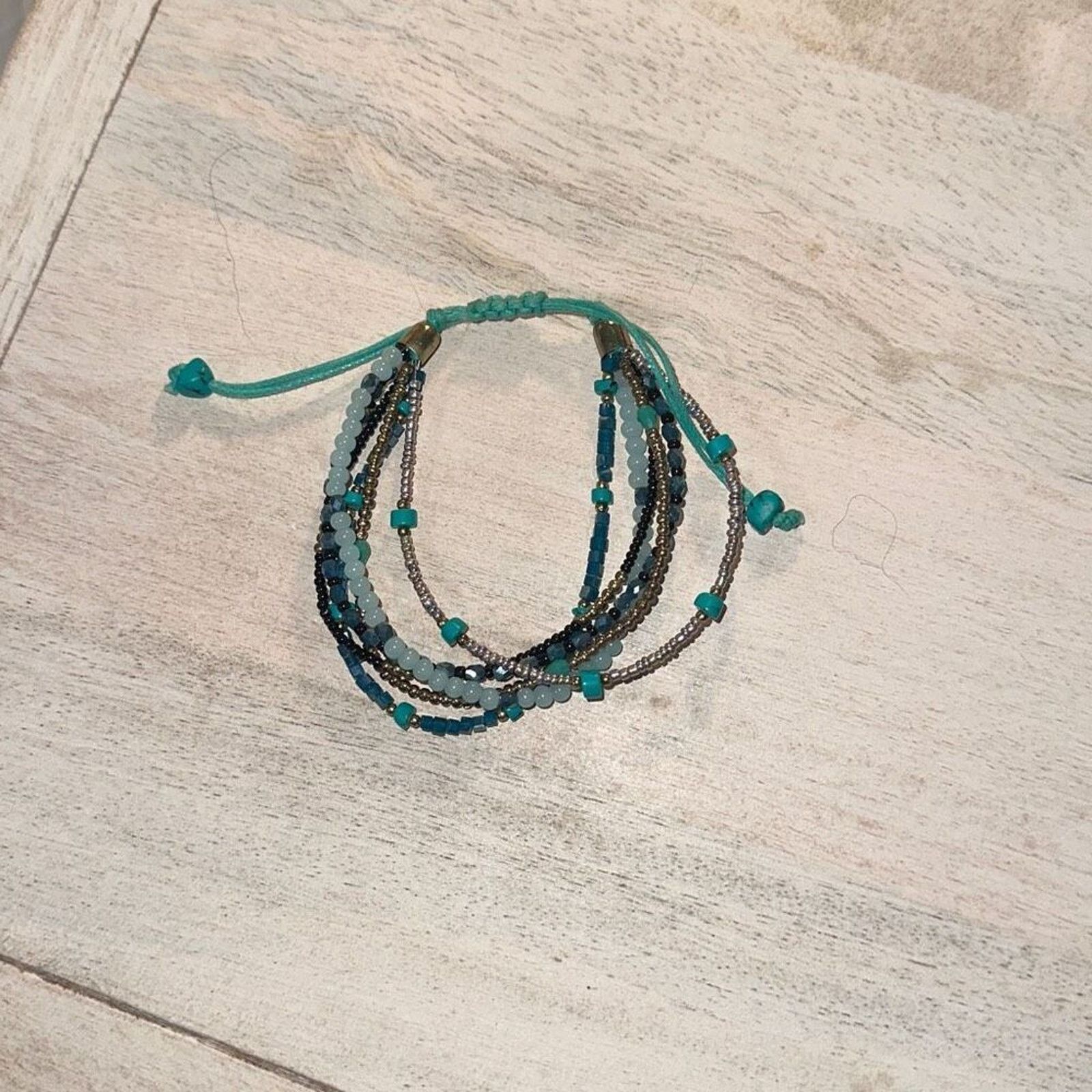 Other Adjustable Blue Beaded Bracelet | Sz OS Size ONE SIZE - 2 Thumbnail