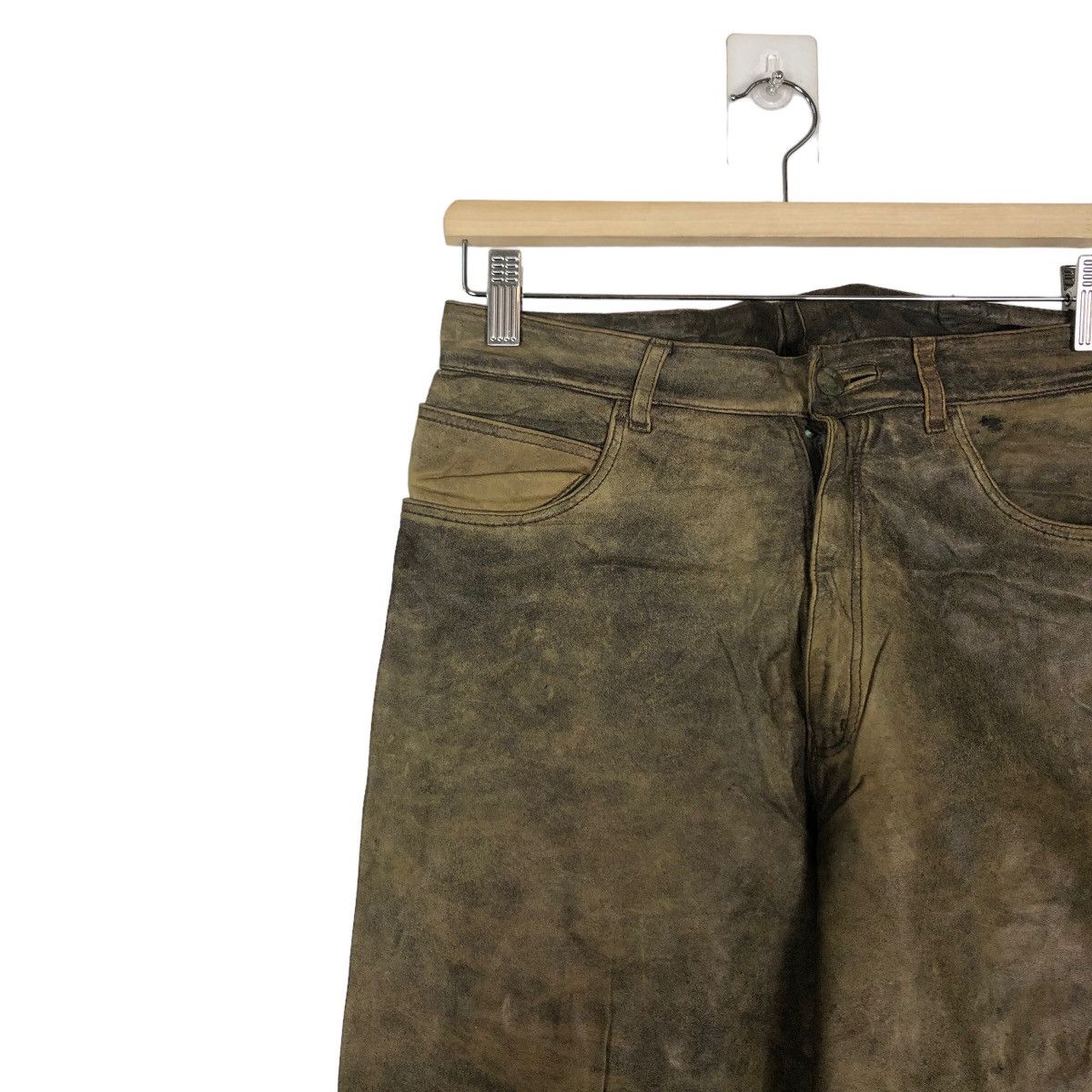 Genuine Leather 🔥Rare Distressed Design Genuine Leather Pants Japan Size US 28 / EU 44 - 6 Thumbnail